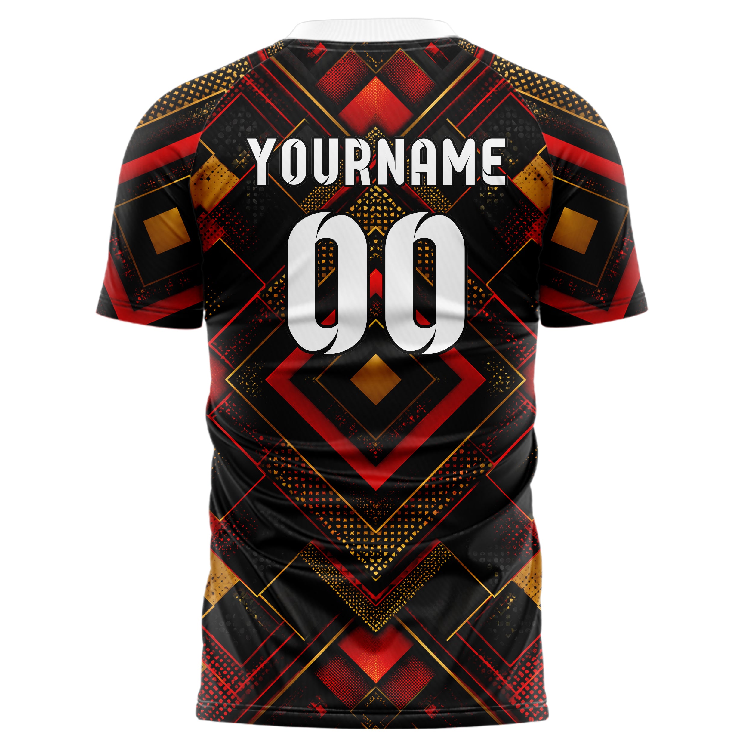 Schwarz dunkles Rauten Layered 3D Rhombus Design 01-0187 individuelles Fußballtrikot back