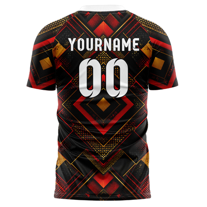Schwarz dunkles Rauten Layered 3D Rhombus Design 01-0187 individuelles Fußballtrikot back