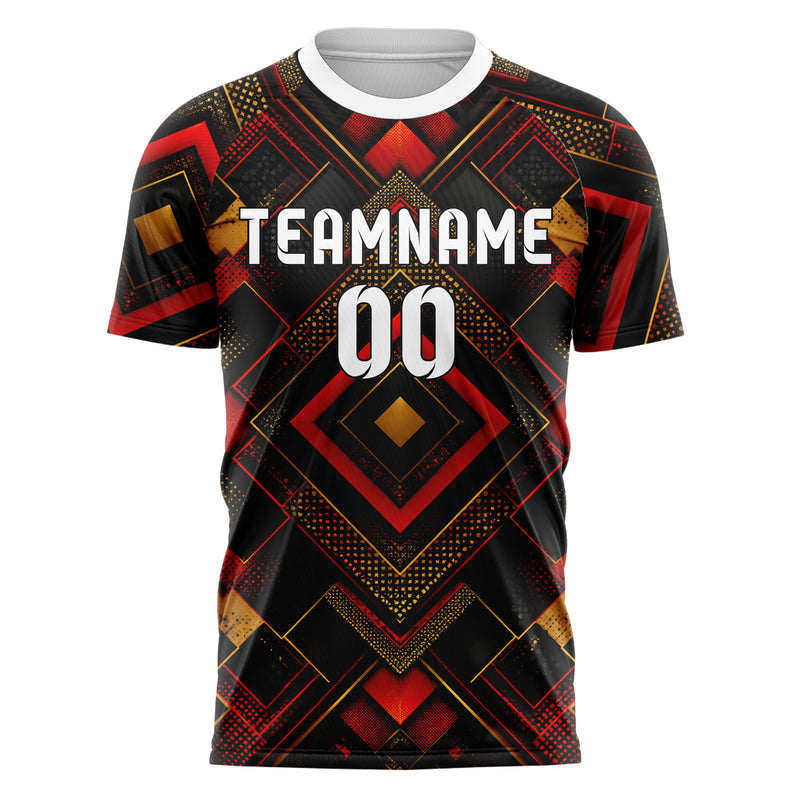 Schwarz dunkles Rauten Layered 3D Rhombus Design 01-0187 individuelles Fußballtrikot front