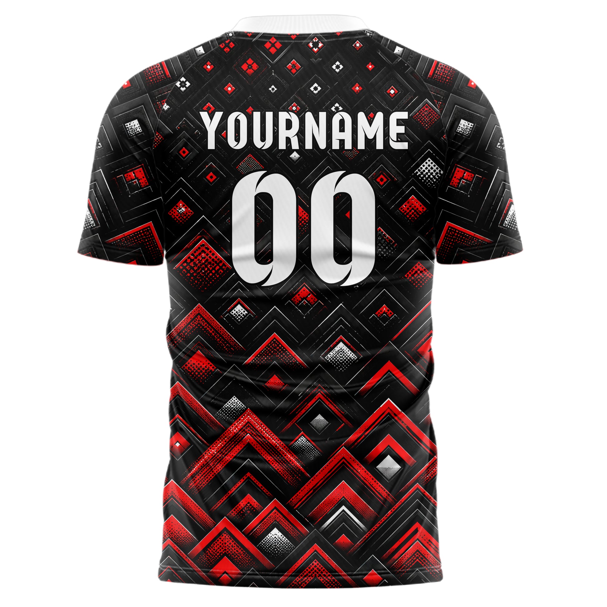 Schwarz dunkles Rauten Layered 3D Rhombus Design 01-0227 individuelles Fußballtrikot back