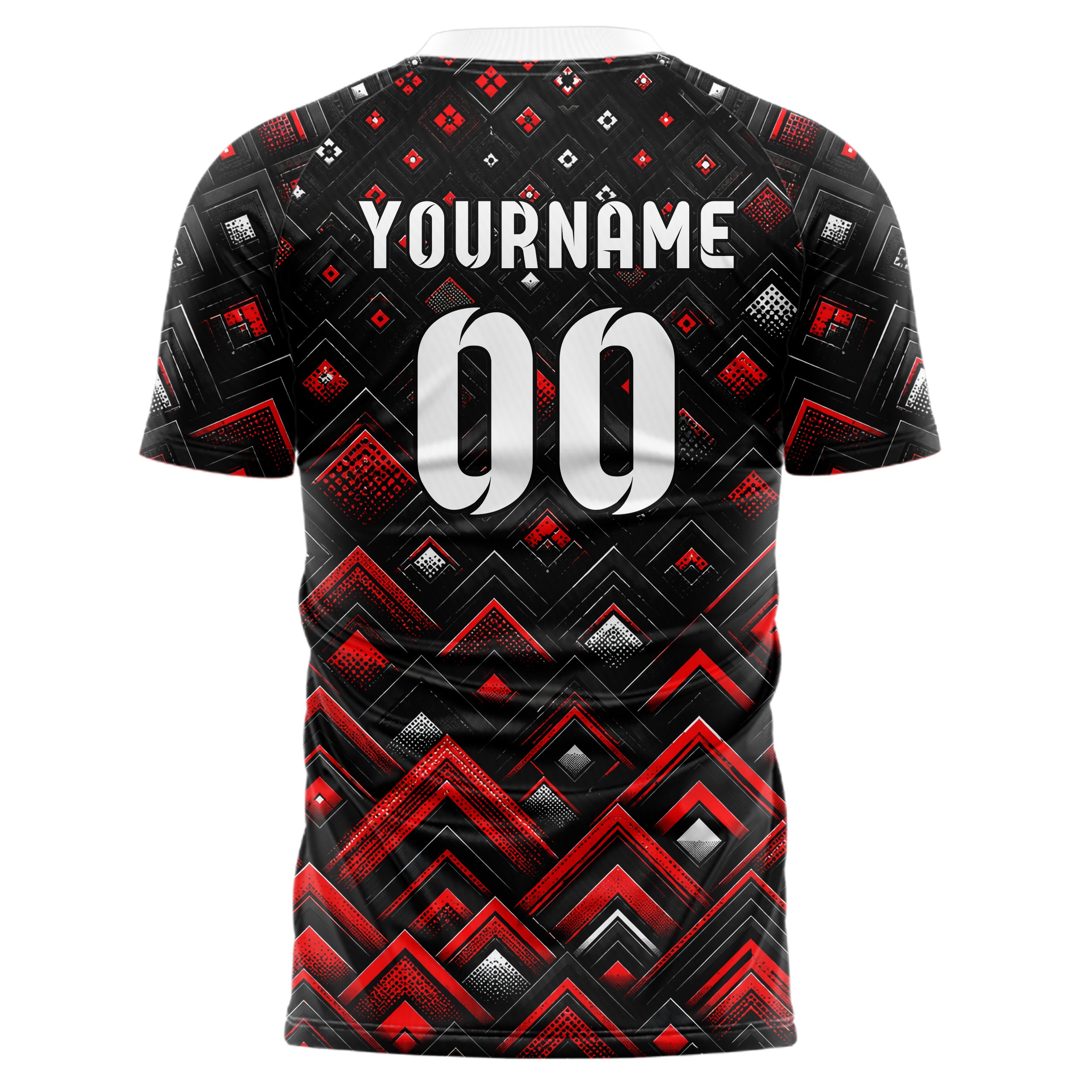 Schwarz dunkles Rauten Layered 3D Rhombus Design 01-0227 individuelles Fußballtrikot back