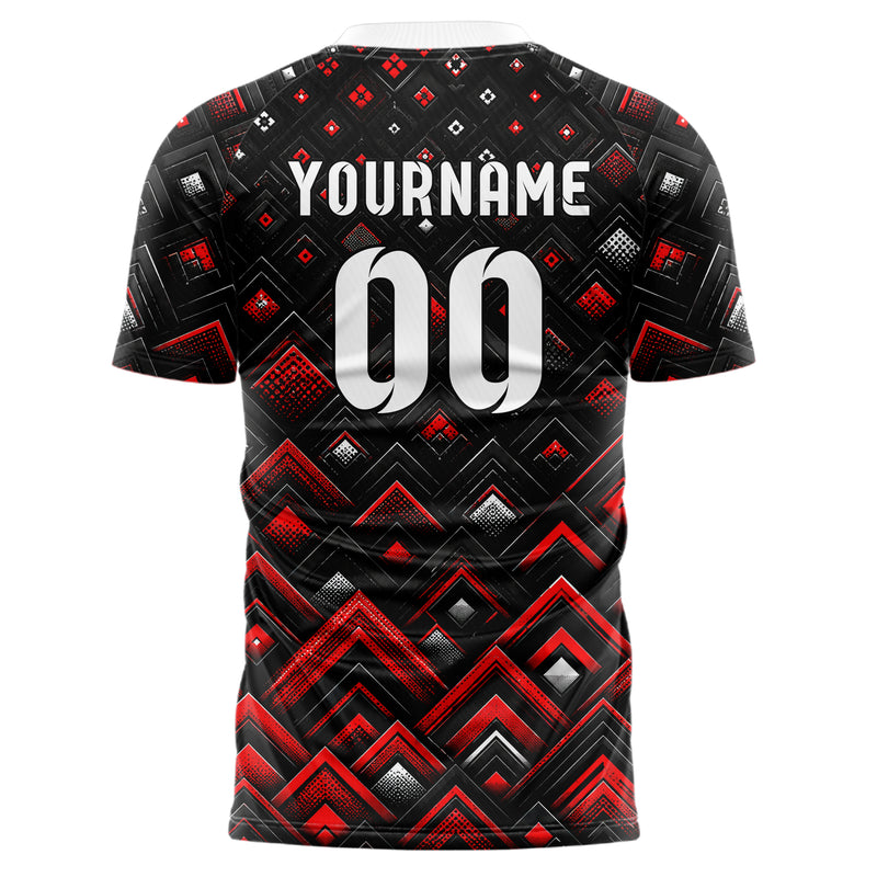 Schwarz dunkles Rauten Layered 3D Rhombus Design 01-0227 individuelles Fußballtrikot back