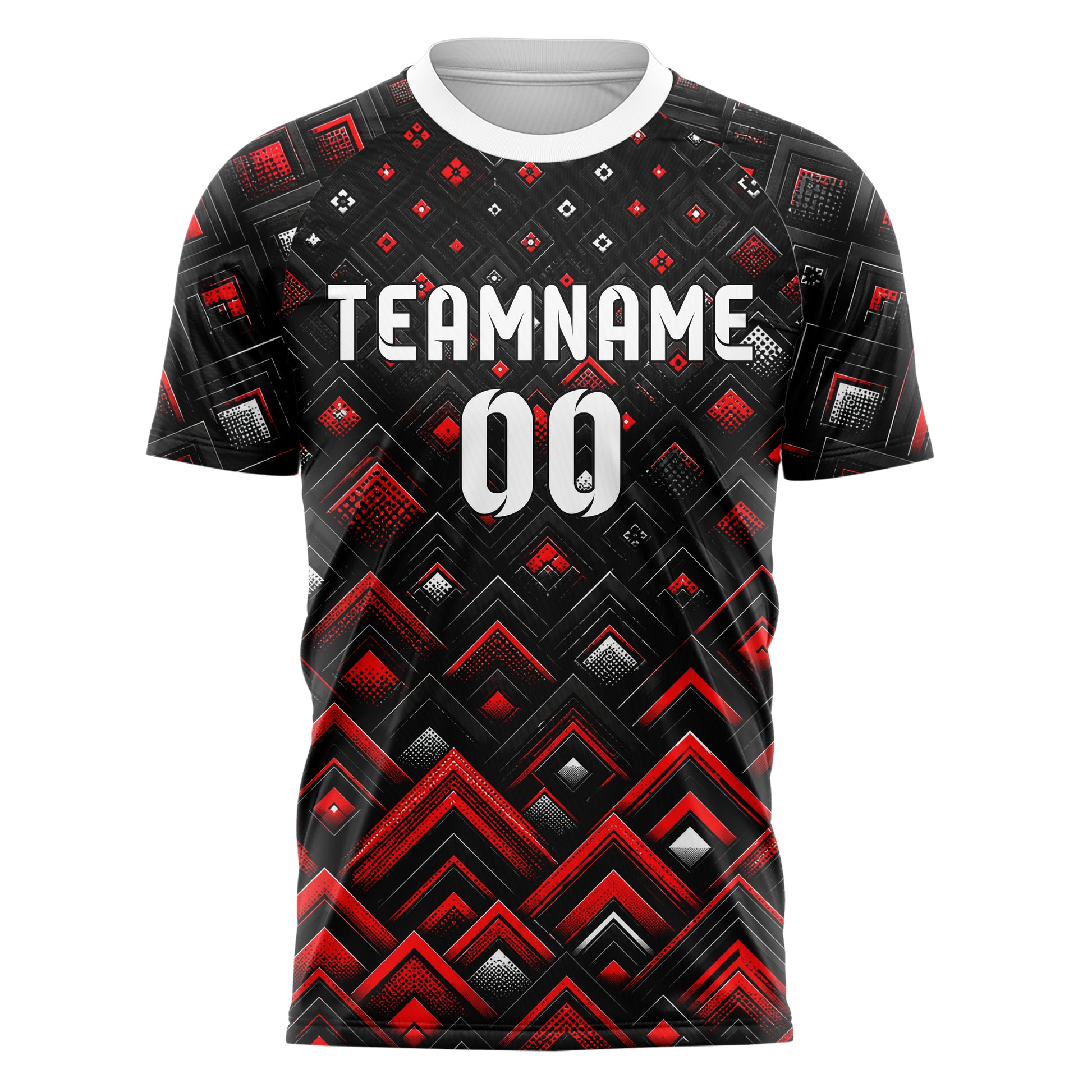 Schwarz dunkles Rauten Layered 3D Rhombus Design 01-0227 individuelles Fußballtrikot front
