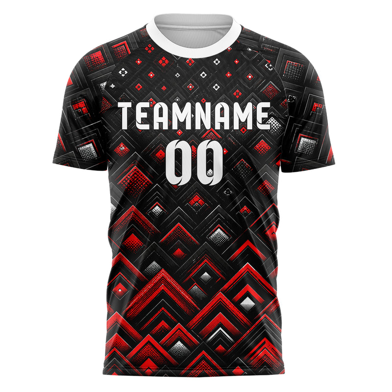 Schwarz dunkles Rauten Layered 3D Rhombus Design 01-0227 individuelles Fußballtrikot front