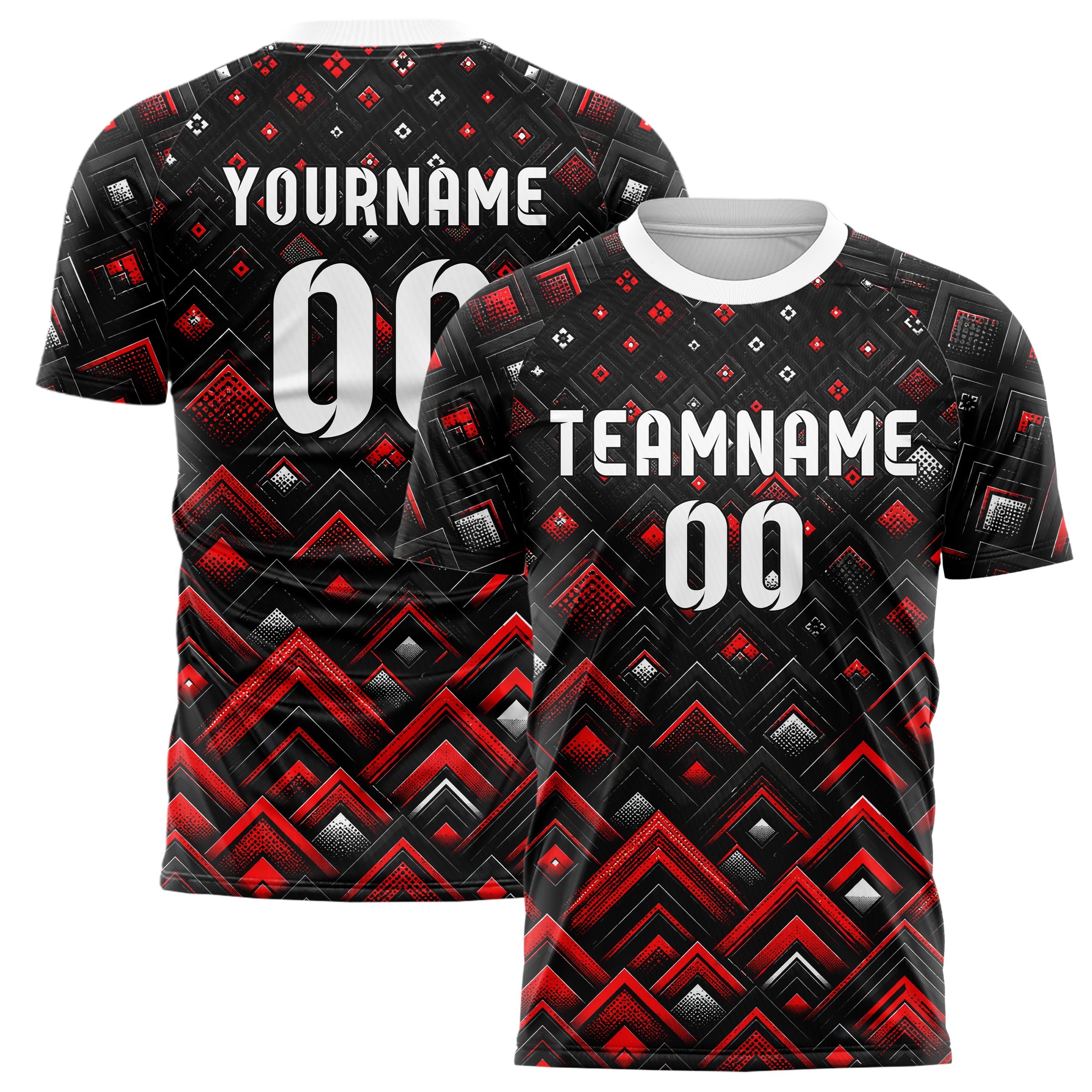 Schwarz dunkles Rauten Layered 3D Rhombus Design 01-0227 individuelles Fußballtrikot main
