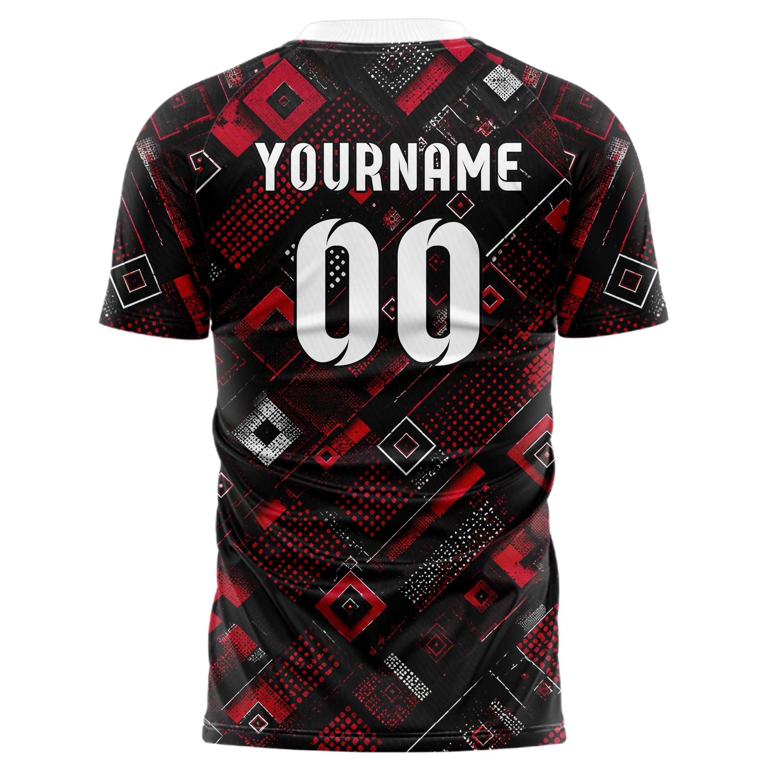 Schwarz dunkles Rauten Layered 3D Rhombus Design 01-0299 individuelles Fußballtrikot back