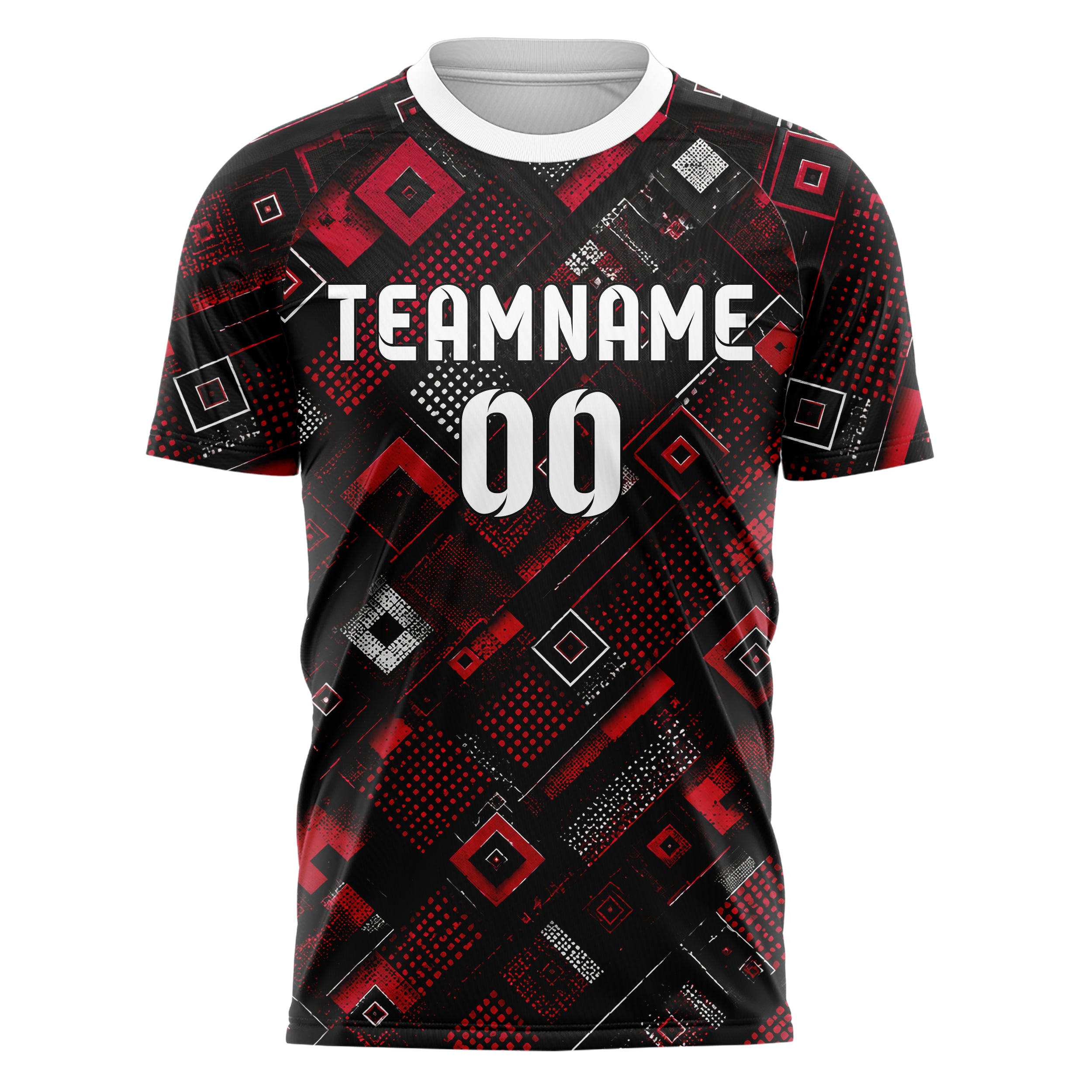 Schwarz dunkles Rauten Layered 3D Rhombus Design 01-0299 individuelles Fußballtrikot front