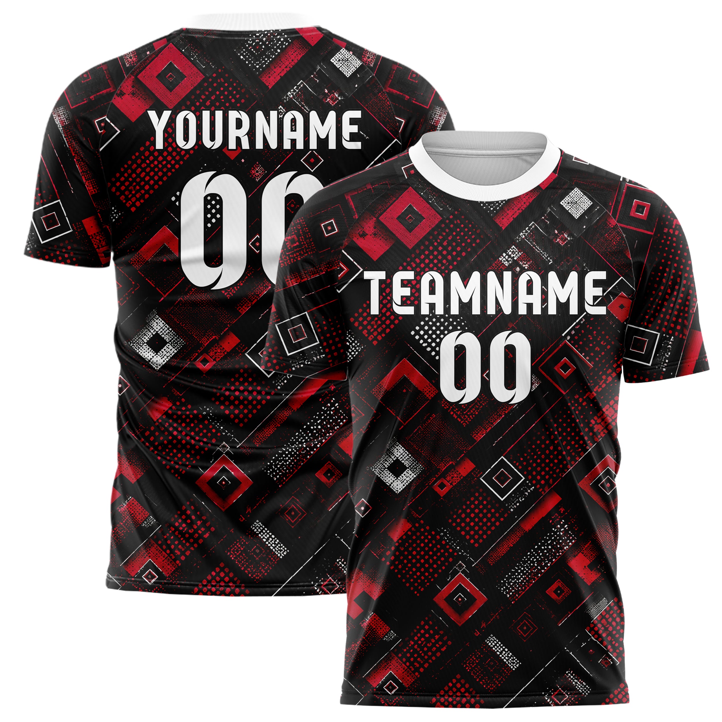 Schwarz dunkles Rauten Layered 3D Rhombus Design 01-0299 individuelles Fußballtrikot main