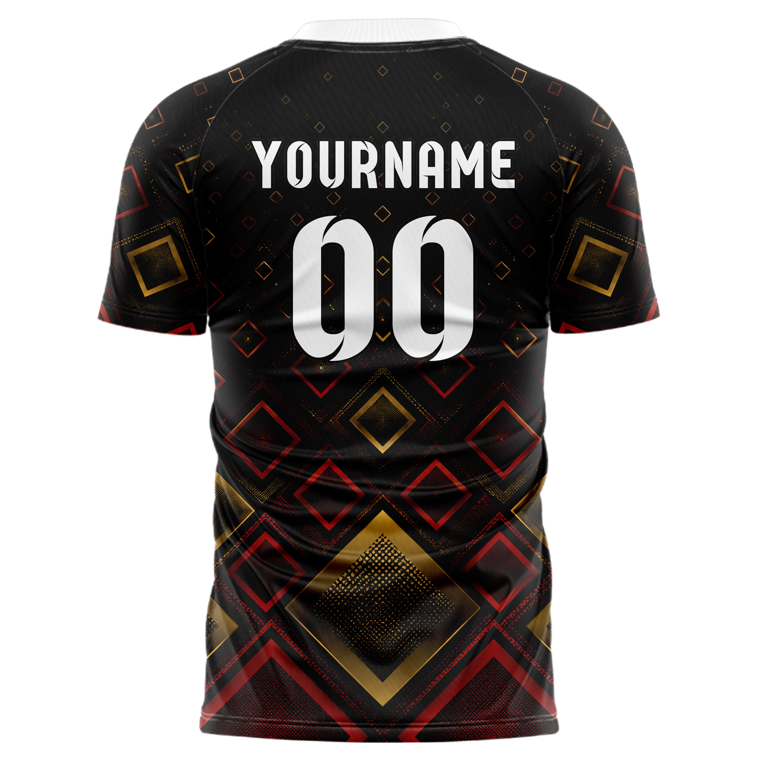 Schwarz dunkles Rauten Micro to Macro Gradient Design 01-0052 individuelles Fußballtrikot back