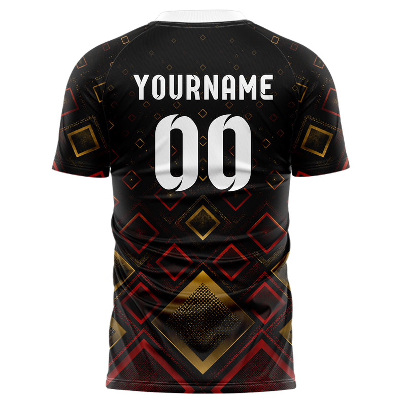 Schwarz dunkles Rauten Micro to Macro Gradient Design 01-0052 individuelles Fußballtrikot back
