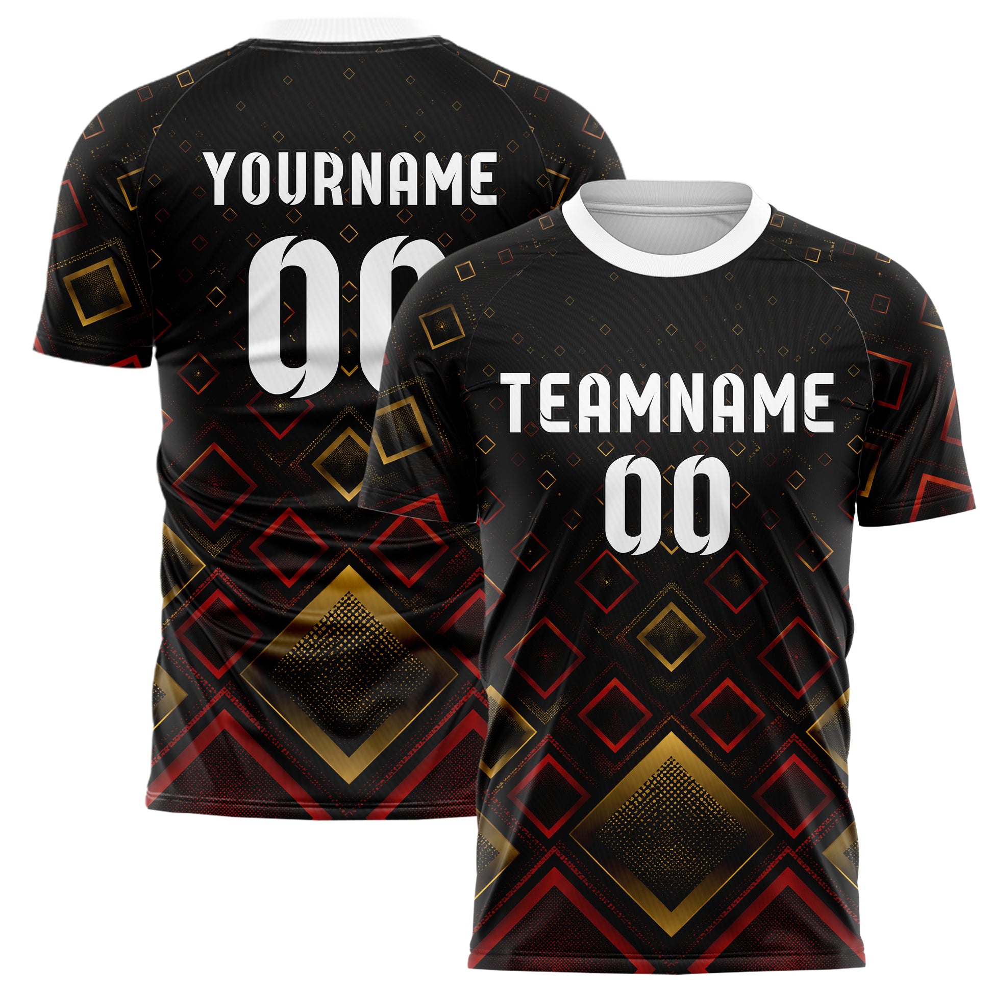 Schwarz dunkles Rauten Micro to Macro Gradient Design 01-0052 individuelles Fußballtrikot main