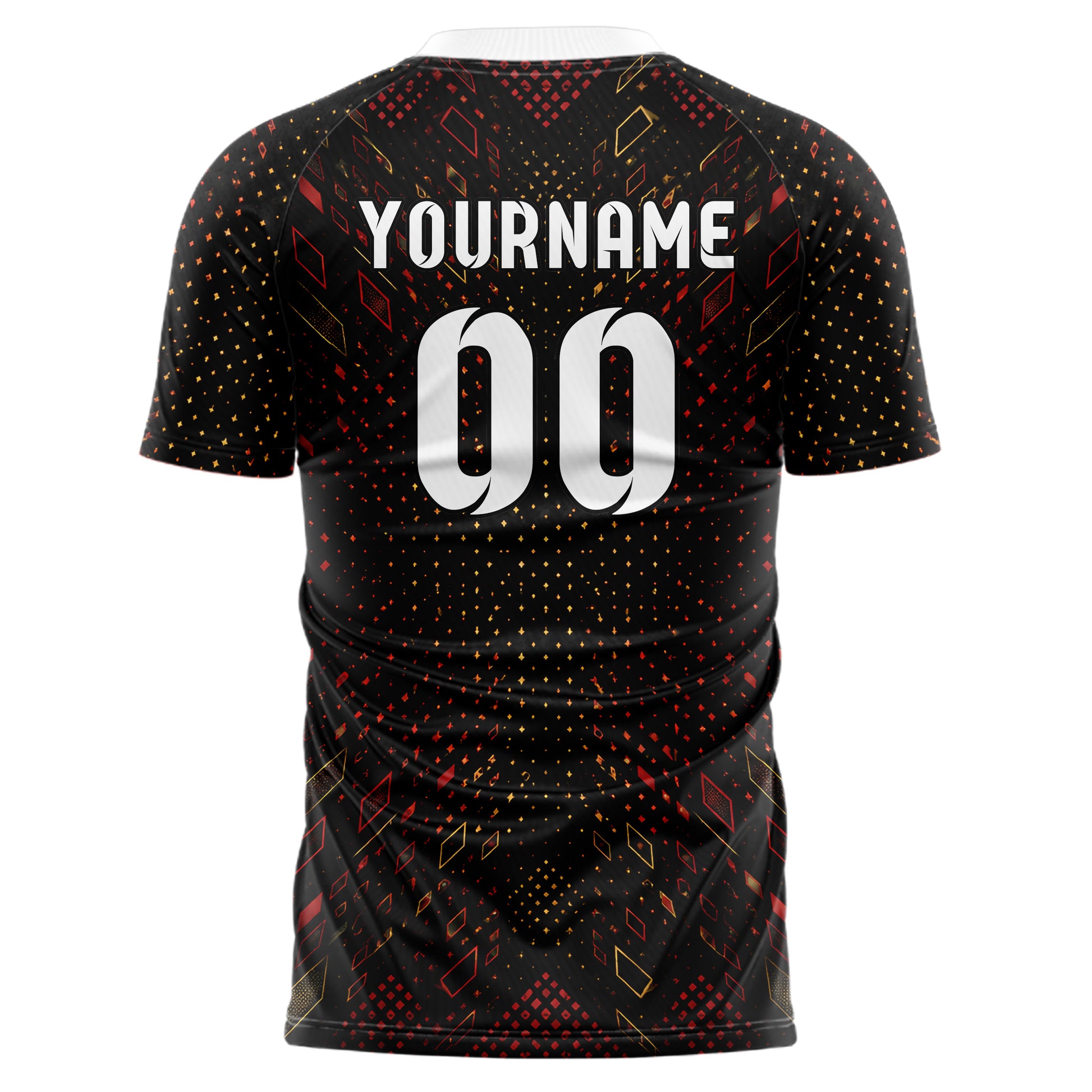 Schwarz dunkles Rauten Micro to Macro Gradient Design 01-0100 individuelles Fußballtrikot back