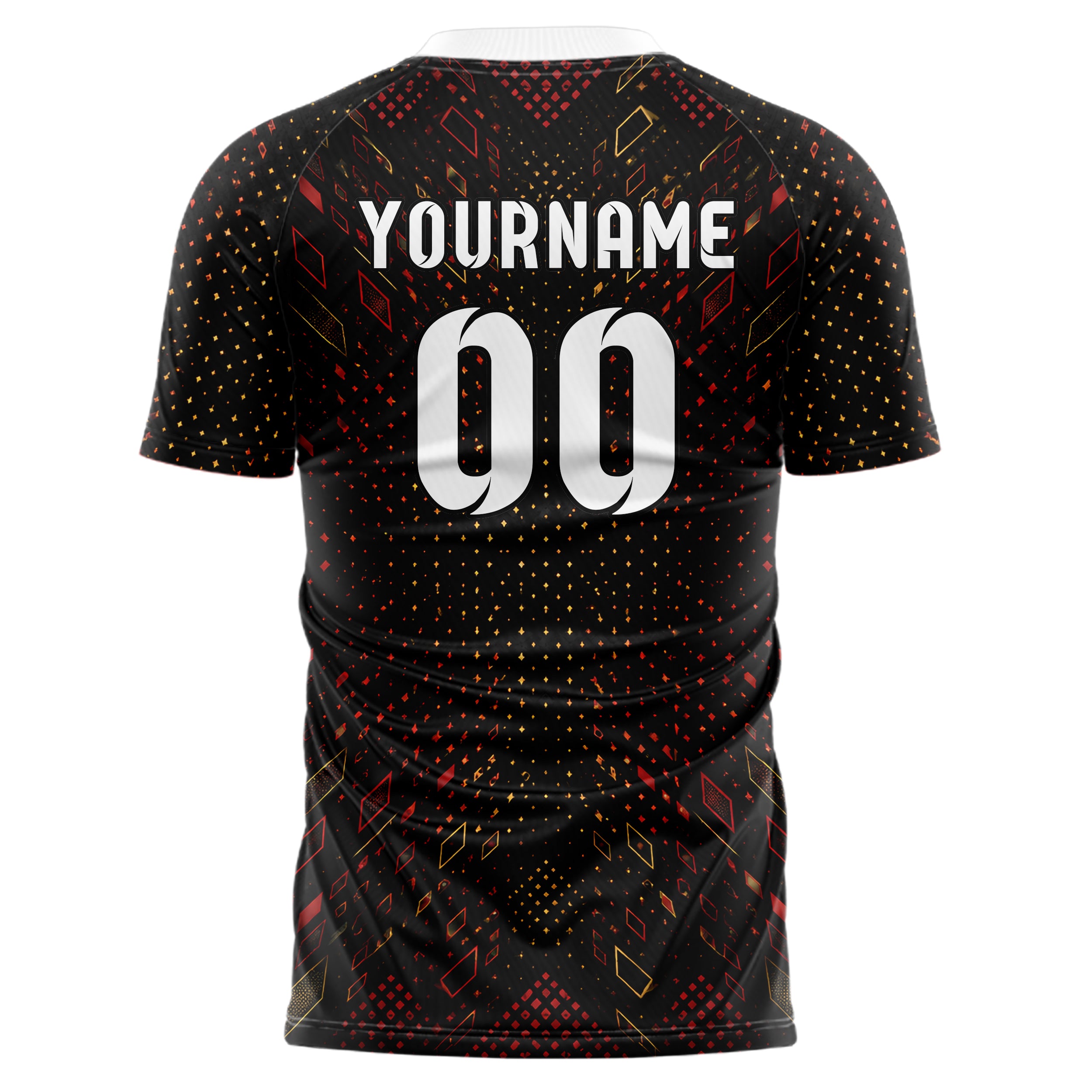 Schwarz dunkles Rauten Micro to Macro Gradient Design 01-0100 individuelles Fußballtrikot back