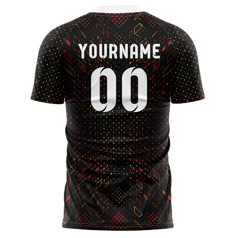 Schwarz dunkles Rauten Micro to Macro Gradient Design 01-0100 individuelles Fußballtrikot back