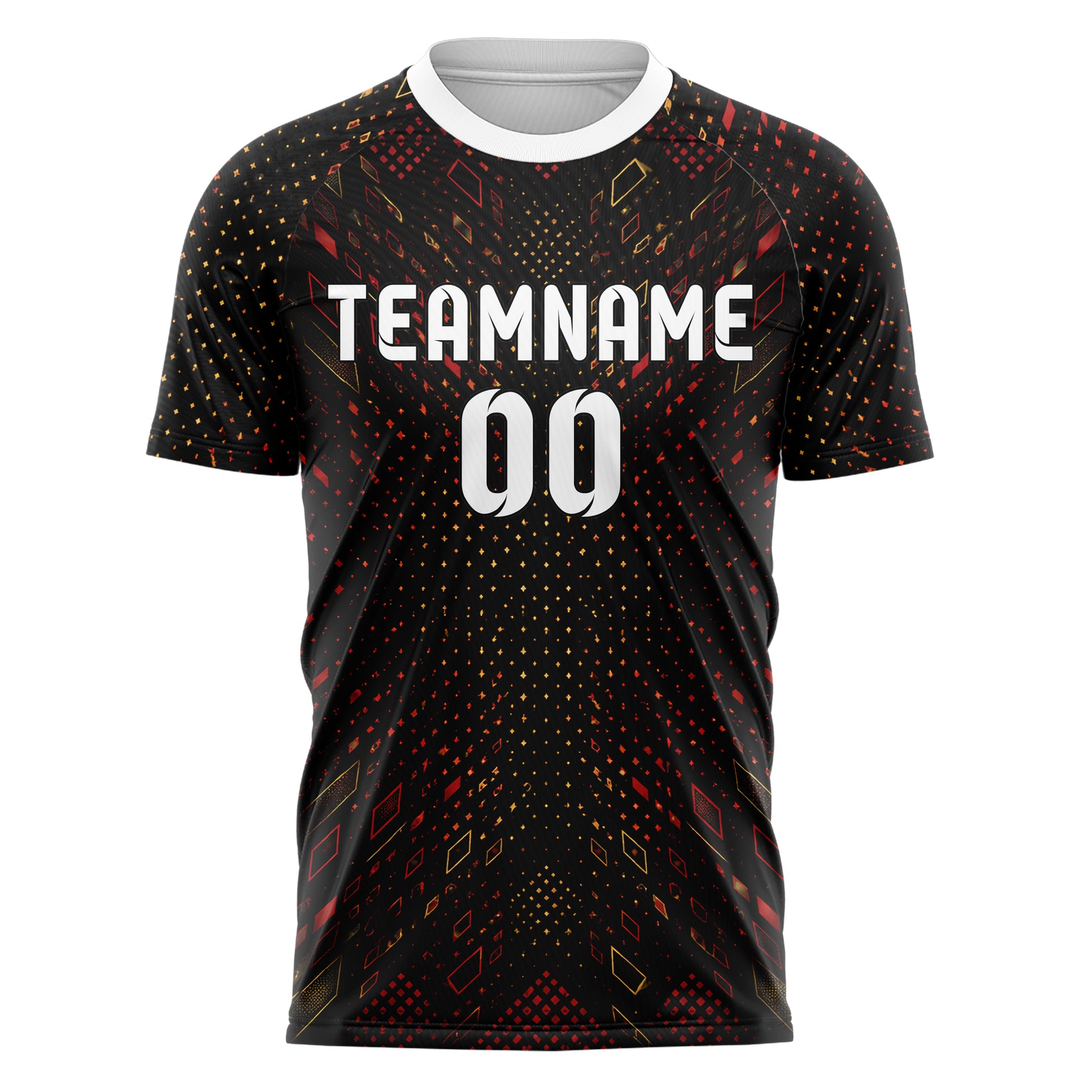Schwarz dunkles Rauten Micro to Macro Gradient Design 01-0100 individuelles Fußballtrikot front