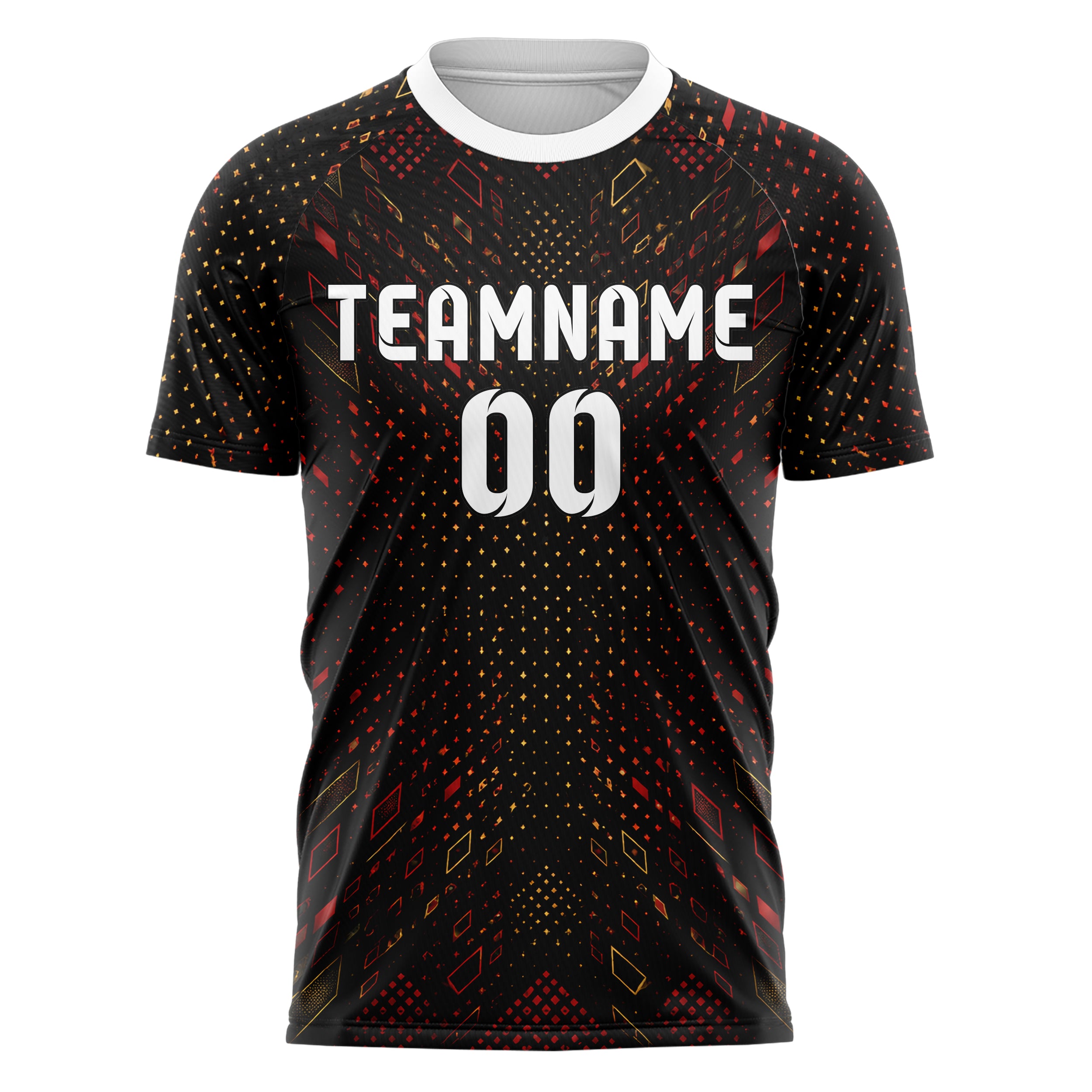 Schwarz dunkles Rauten Micro to Macro Gradient Design 01-0100 individuelles Fußballtrikot front