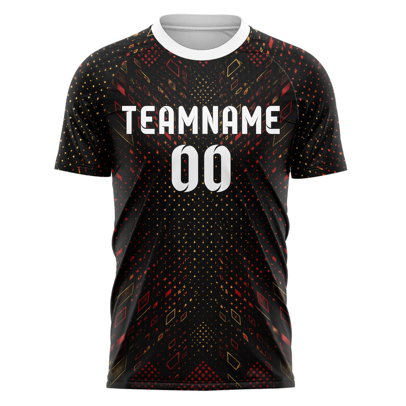Schwarz dunkles Rauten Micro to Macro Gradient Design 01-0100 individuelles Fußballtrikot front
