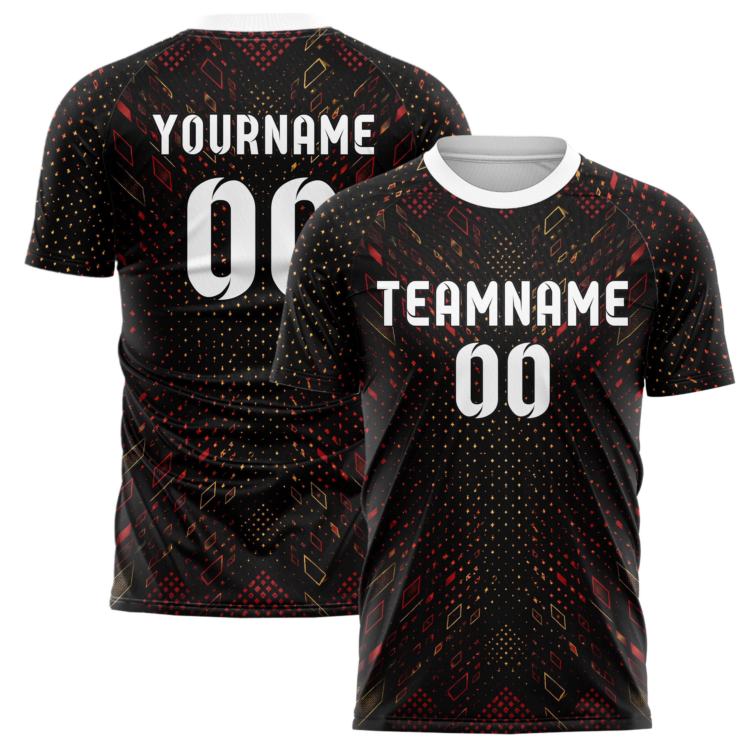 Schwarz dunkles Rauten Micro to Macro Gradient Design 01-0100 individuelles Fußballtrikot main