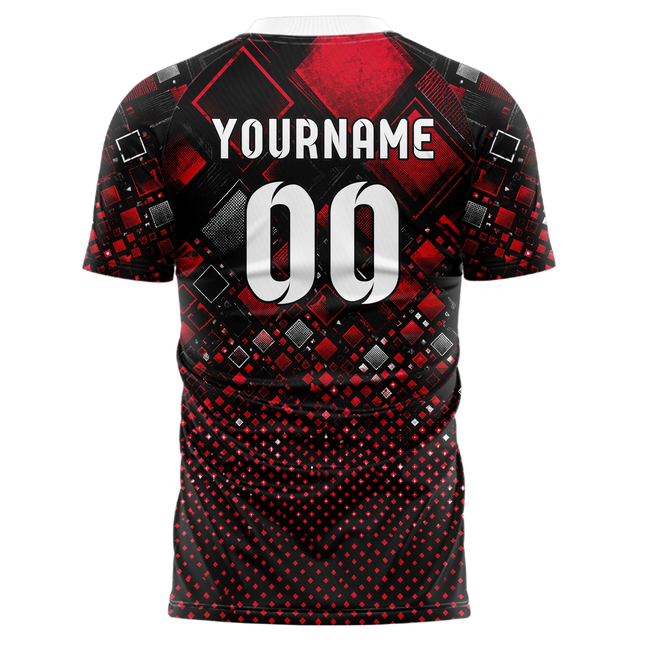 Schwarz dunkles Rauten Micro to Macro Gradient Design 01-0140 individuelles Fußballtrikot back