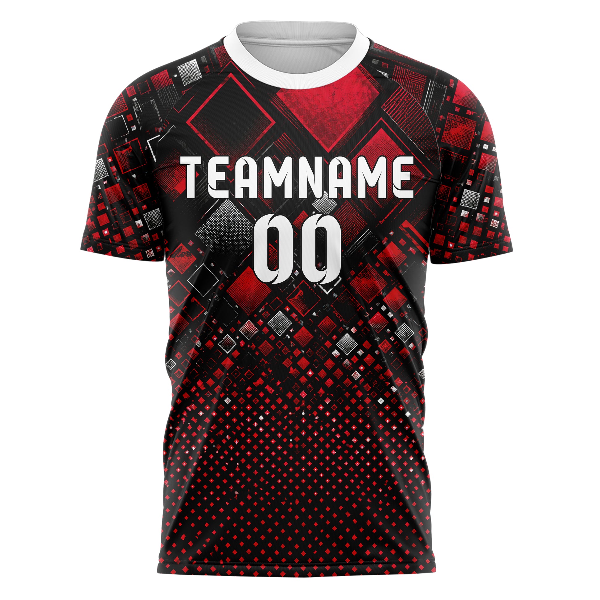 Schwarz dunkles Rauten Micro to Macro Gradient Design 01-0140 individuelles Fußballtrikot front