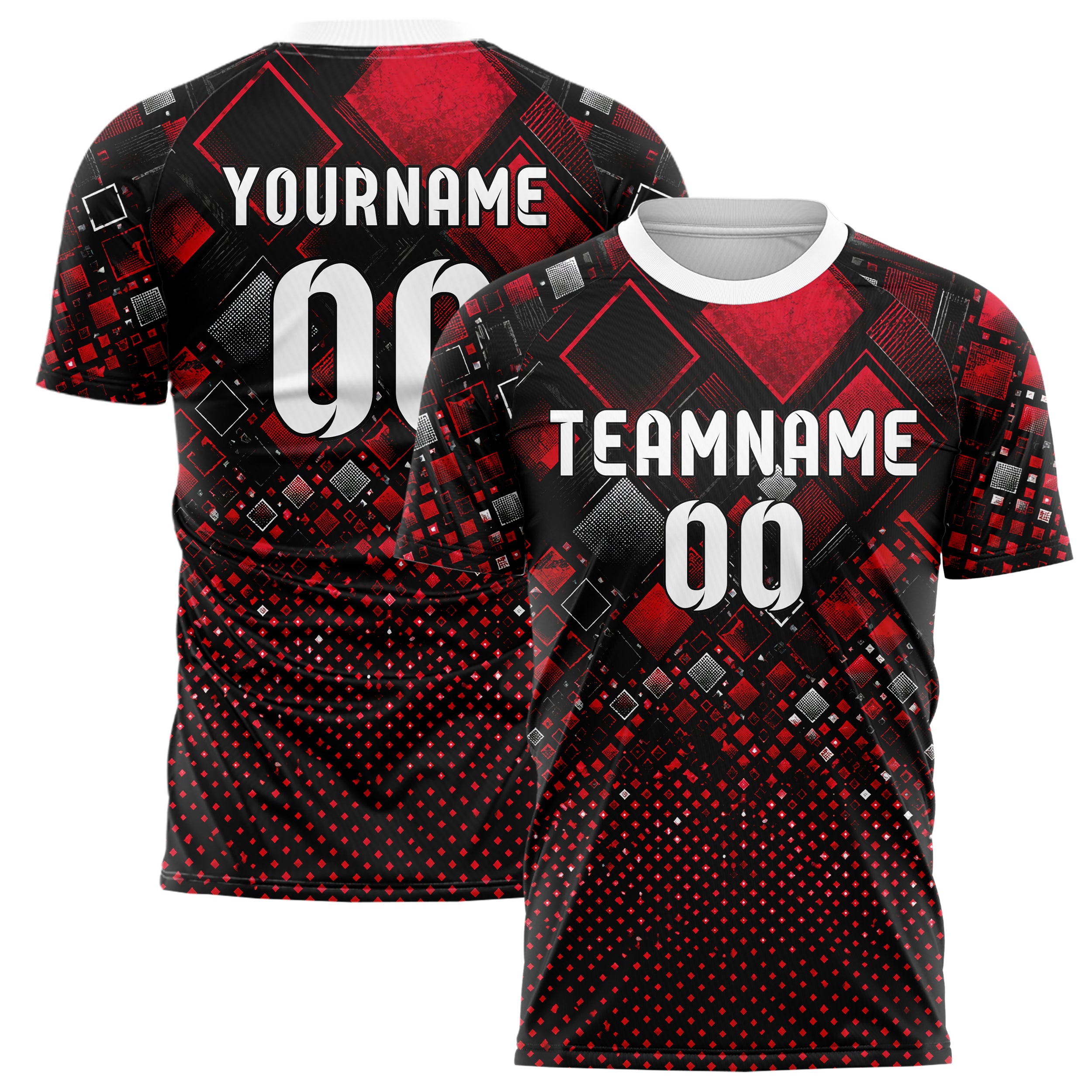 Schwarz dunkles Rauten Micro to Macro Gradient Design 01-0140 individuelles Fußballtrikot main
