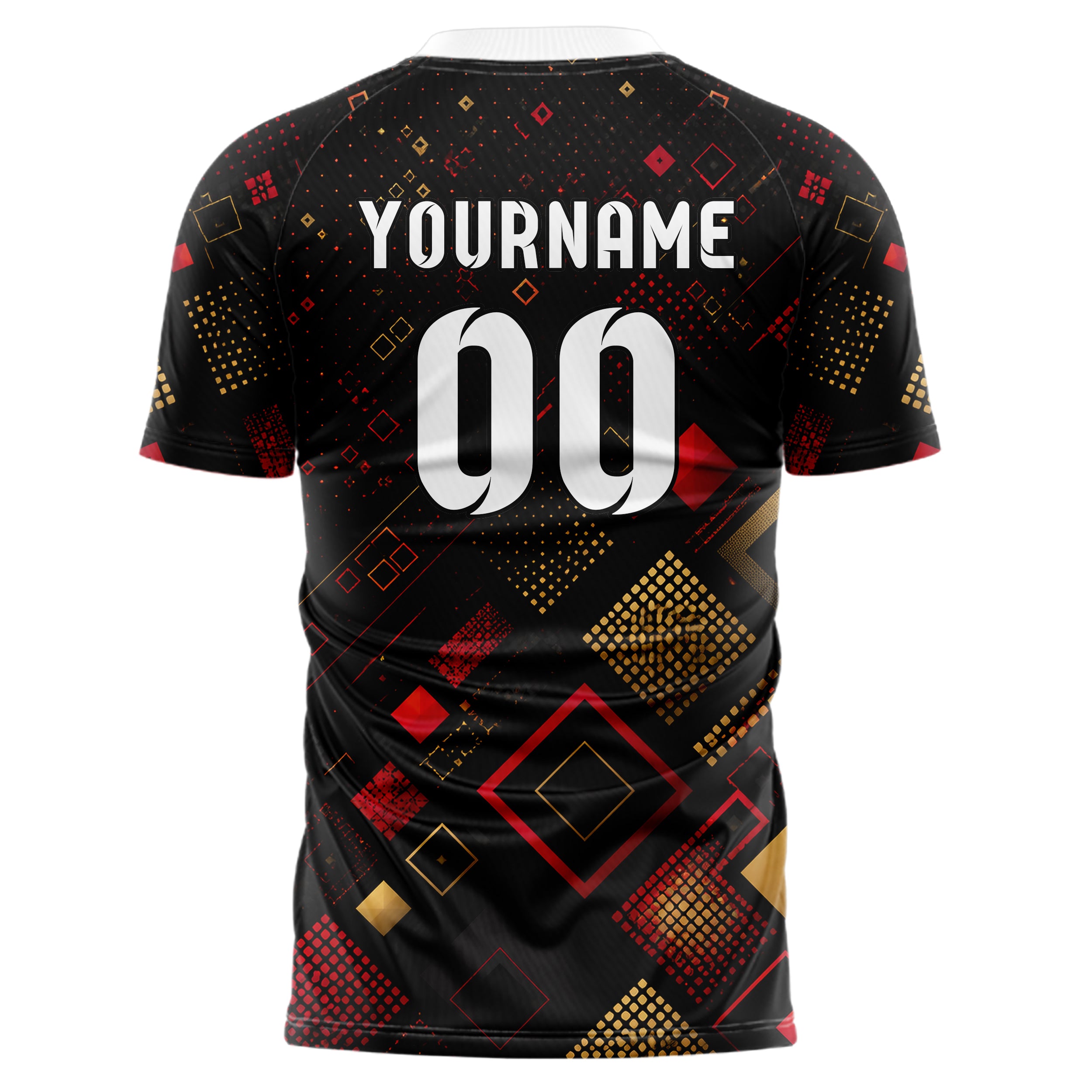 Schwarz dunkles Rauten Micro to Macro Gradient Design 01-0460 individuelles Fußballtrikot back
