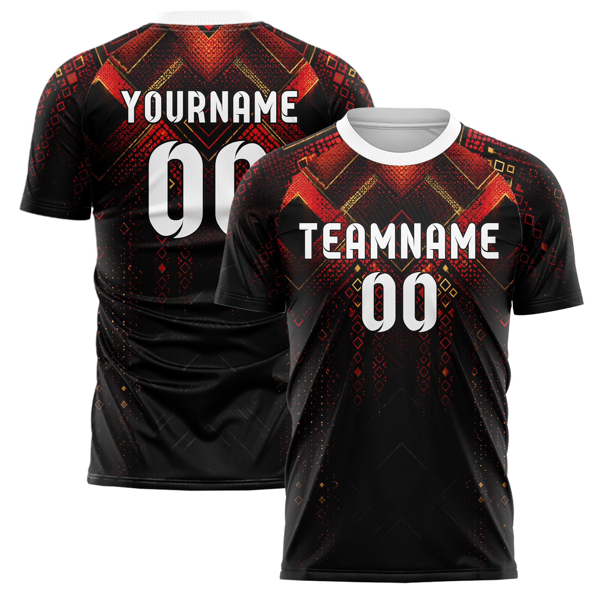 Schwarz dunkles Rauten dichter Verlauf von oben Design 01-0136 individuelles Fußballtrikot main