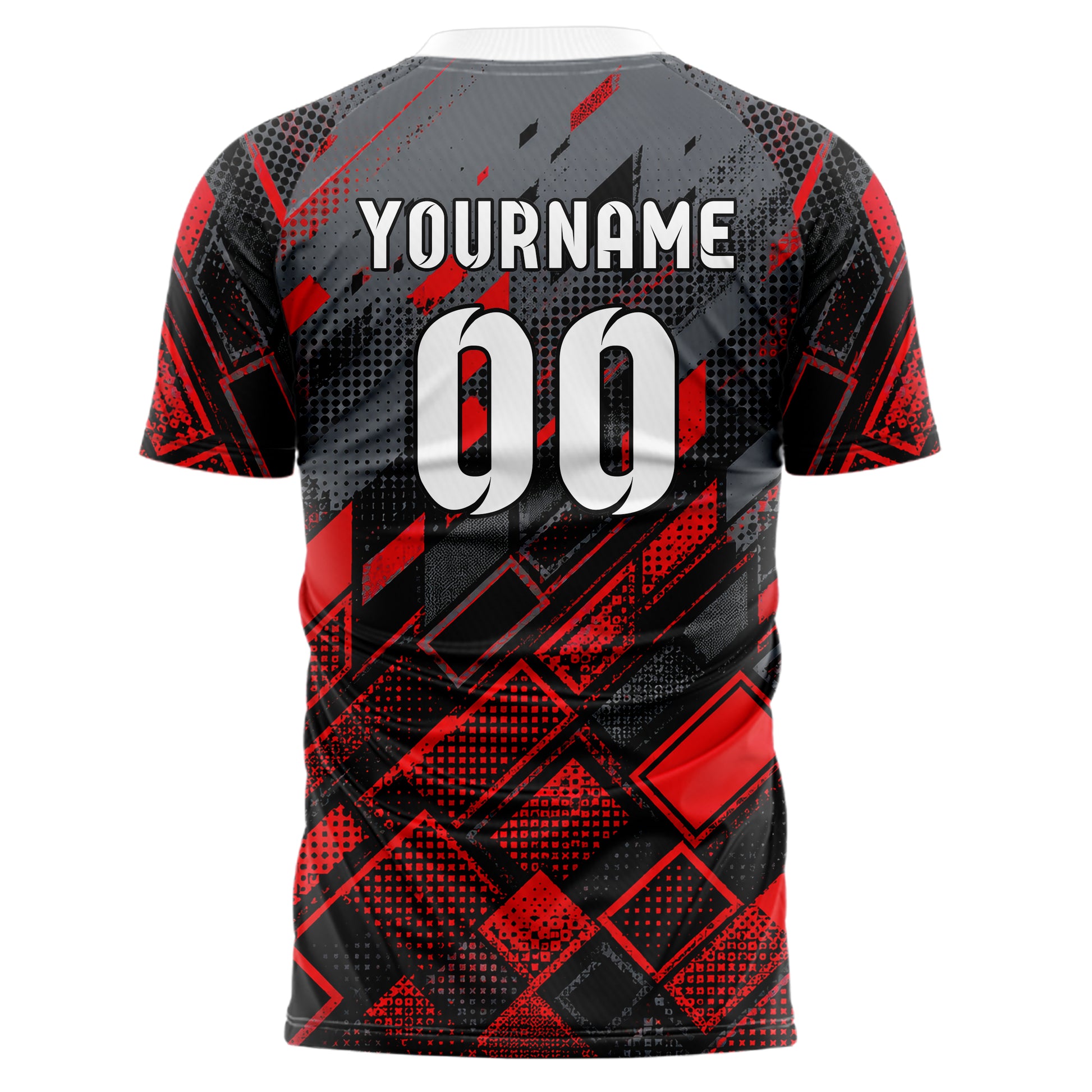 Rot lebendiges Rauten dichter Verlauf von unten Design 01-0255 individuelles Fußballtrikot back