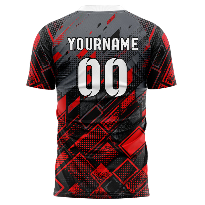 Rot lebendiges Rauten dichter Verlauf von unten Design 01-0255 individuelles Fußballtrikot back