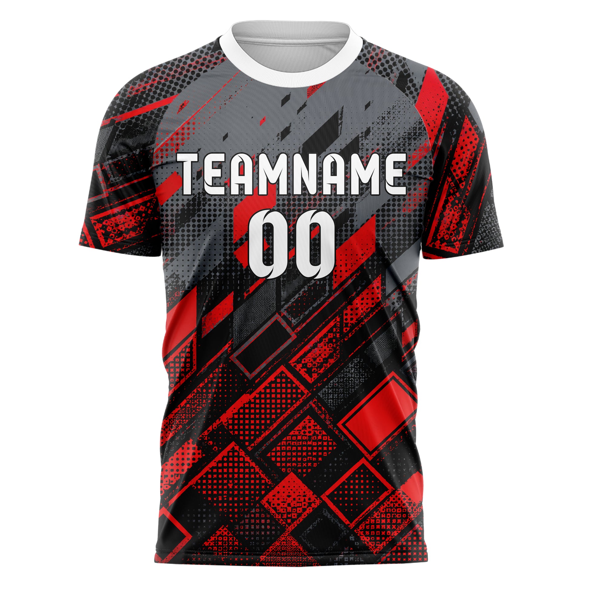Rot lebendiges Rauten dichter Verlauf von unten Design 01-0255 individuelles Fußballtrikot front