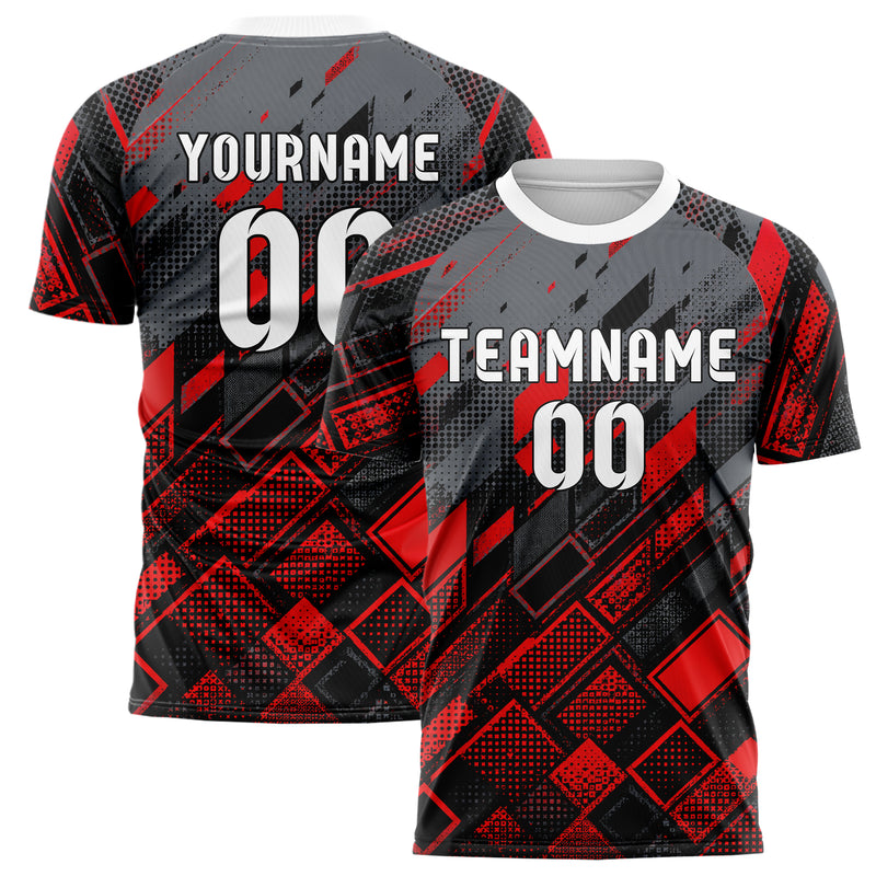 Rot lebendiges Rauten dichter Verlauf von unten Design 01-0255 individuelles Fußballtrikot main