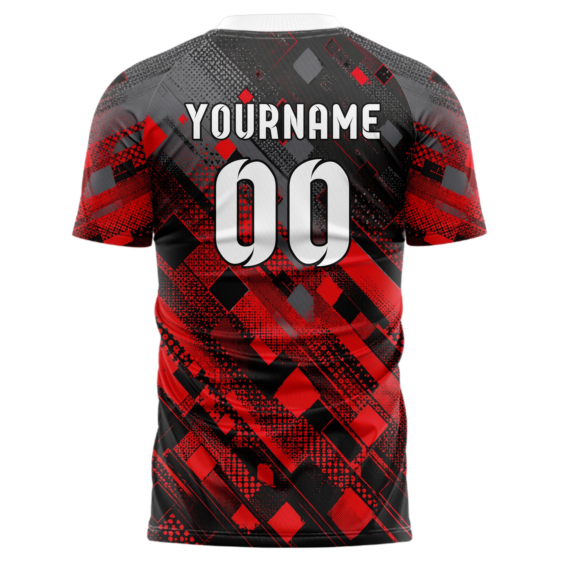 Rot lebendiges Rauten dichter Verlauf von unten Design 01-0327 individuelles Fußballtrikot back