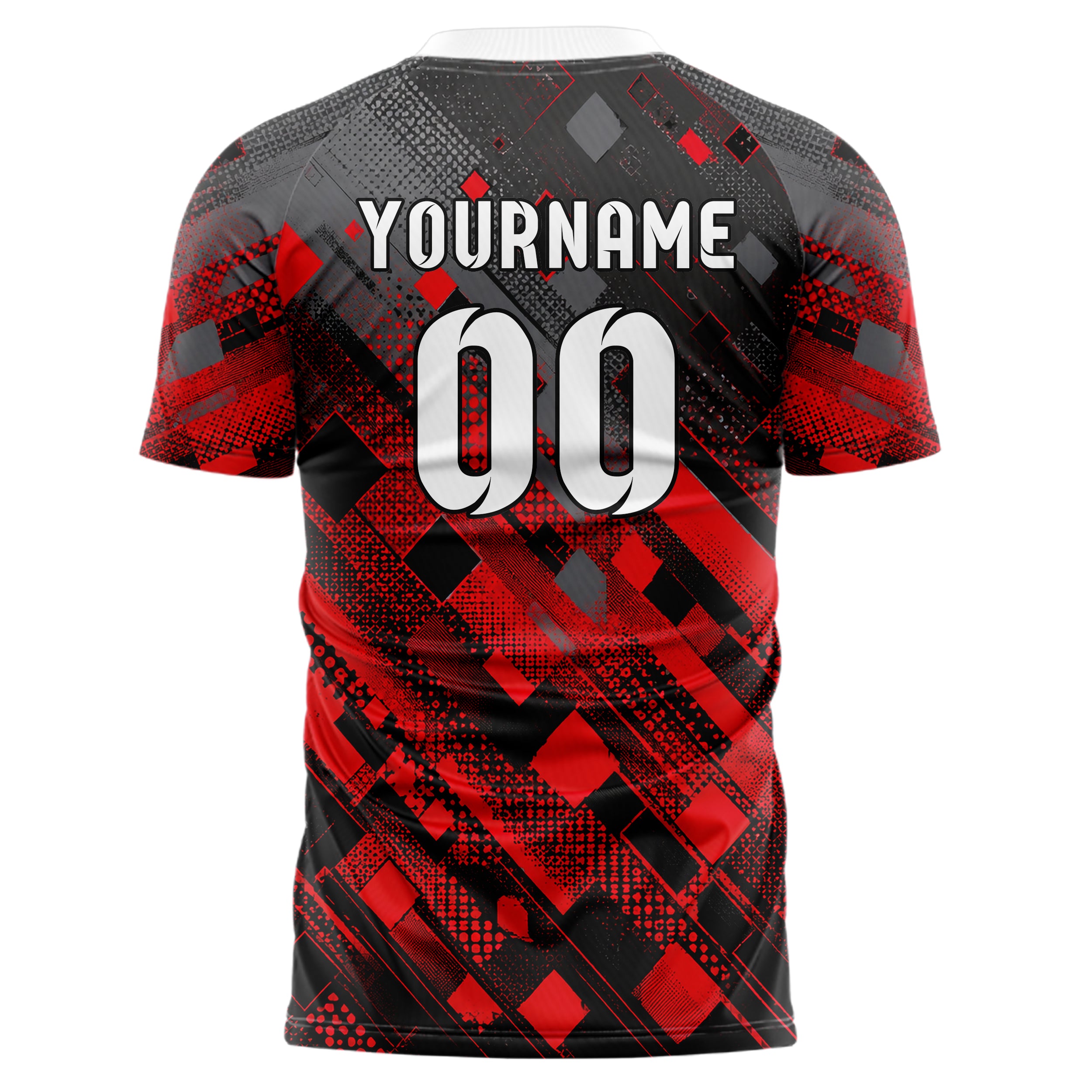 Rot lebendiges Rauten dichter Verlauf von unten Design 01-0327 individuelles Fußballtrikot back