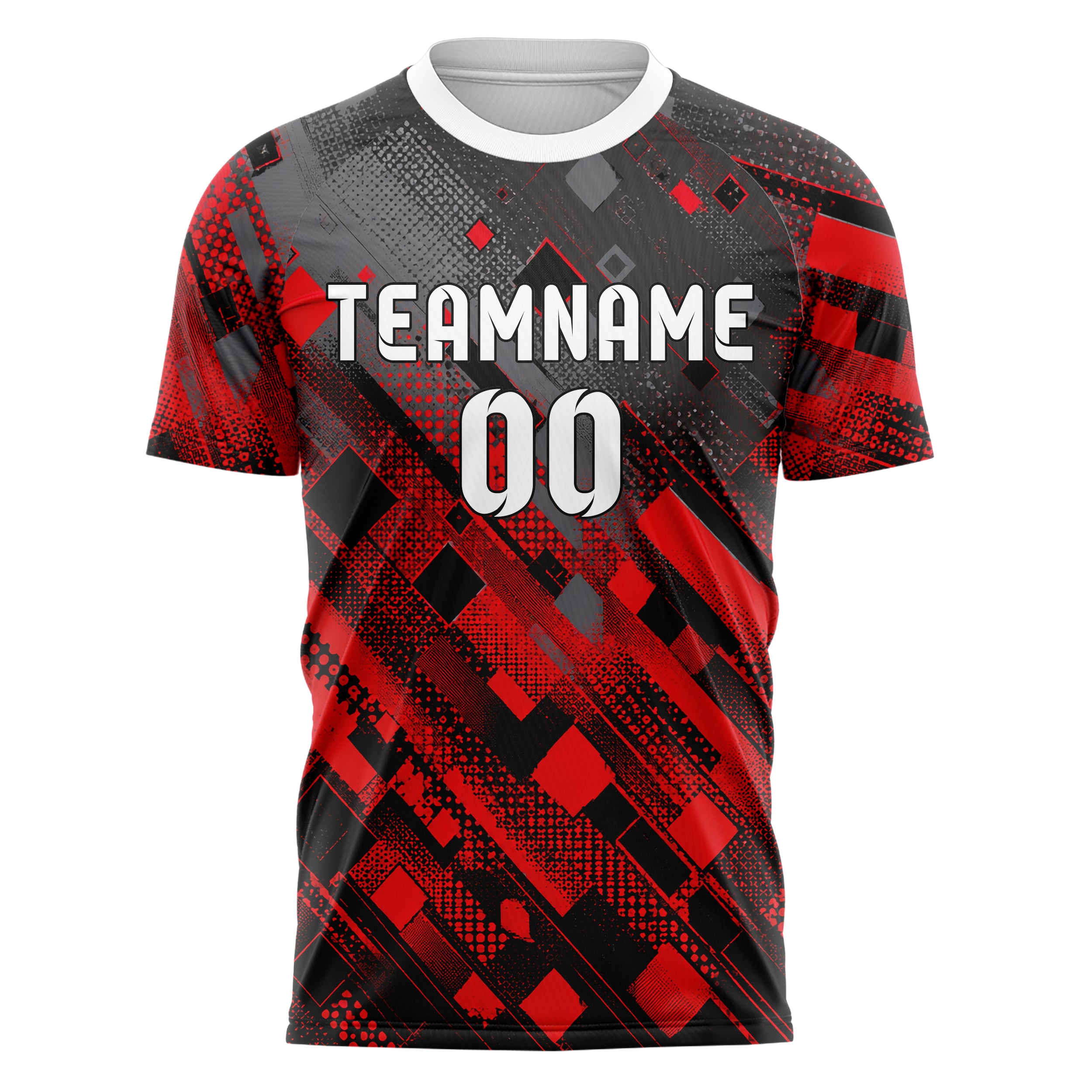 Rot lebendiges Rauten dichter Verlauf von unten Design 01-0327 individuelles Fußballtrikot front