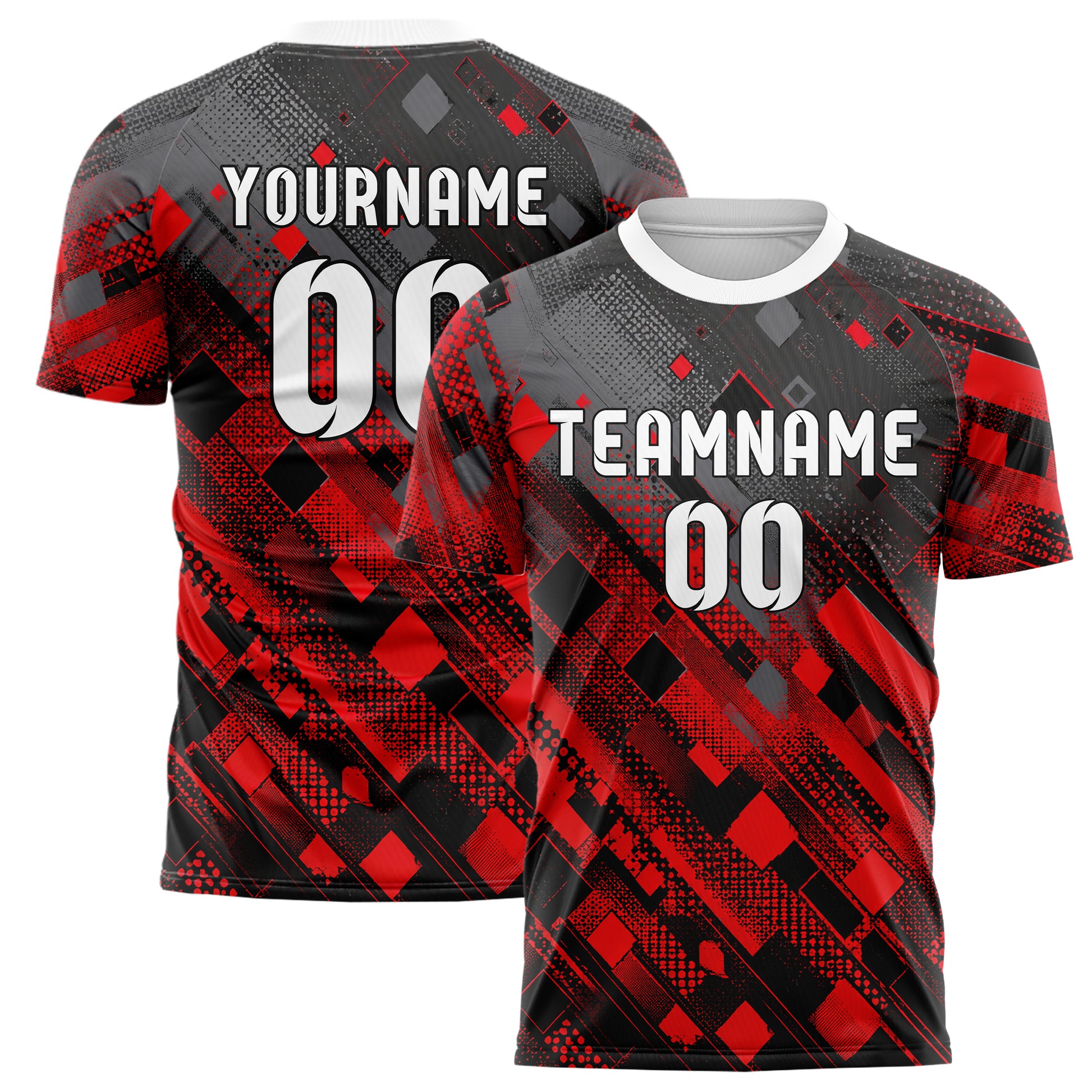 Rot lebendiges Rauten dichter Verlauf von unten Design 01-0327 individuelles Fußballtrikot main