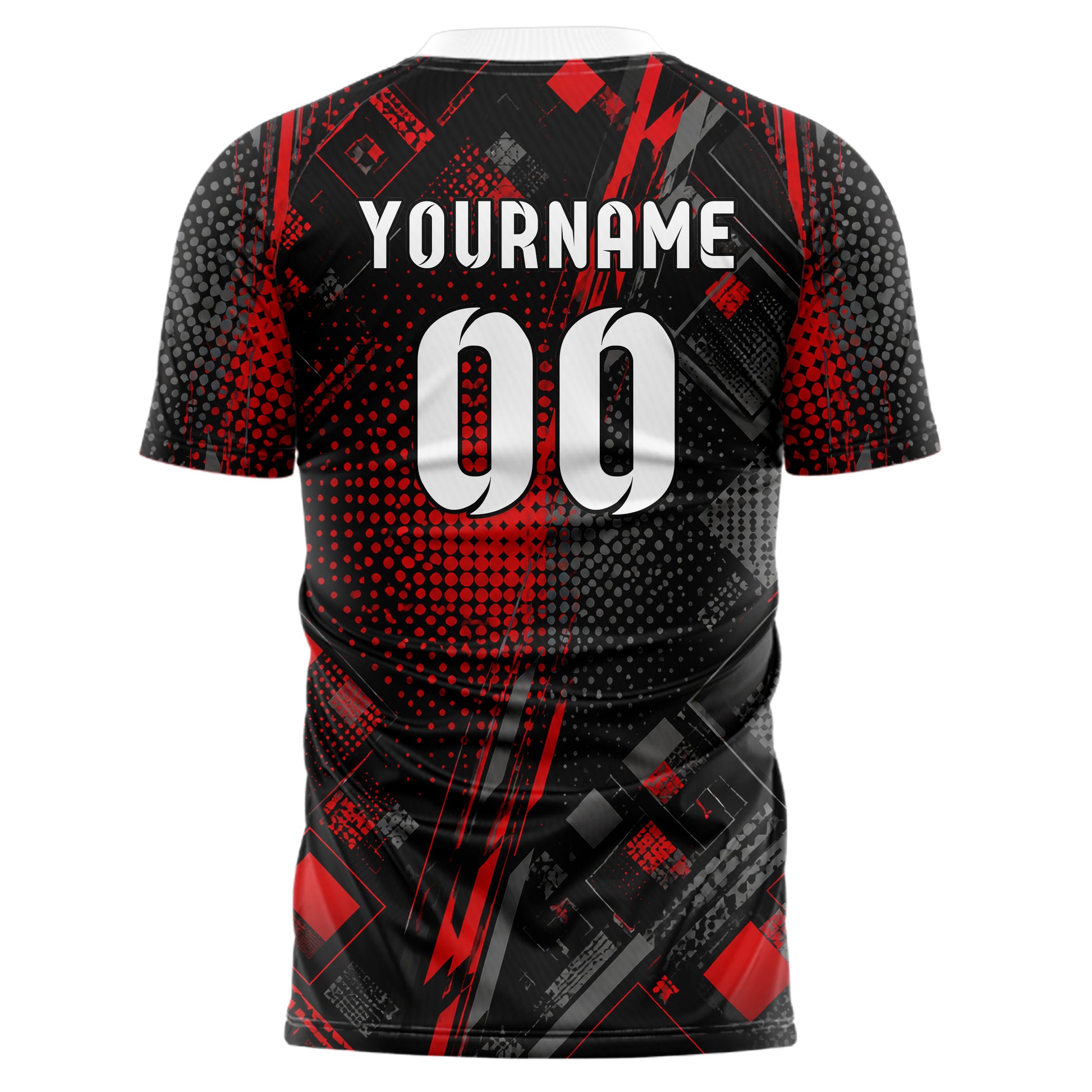 Rot lebendiges Rauten radialer Center Fade Design 01-0033 individuelles Fußballtrikot back