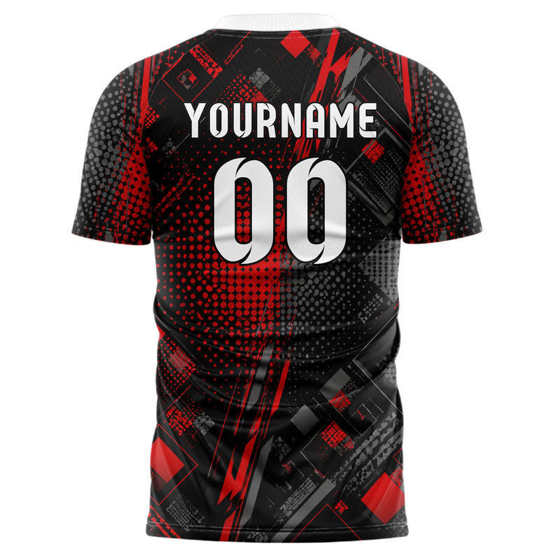 Rot lebendiges Rauten radialer Center Fade Design 01-0033 individuelles Fußballtrikot back