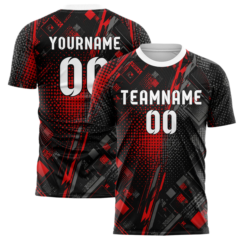 Rot lebendiges Rauten radialer Center Fade Design 01-0033 individuelles Fußballtrikot main