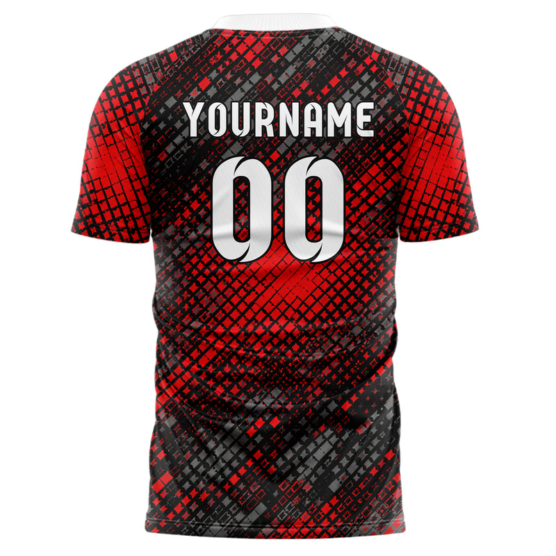 Rot lebendiges Rauten radialer Center Fade Design 01-0225 individuelles Fußballtrikot back