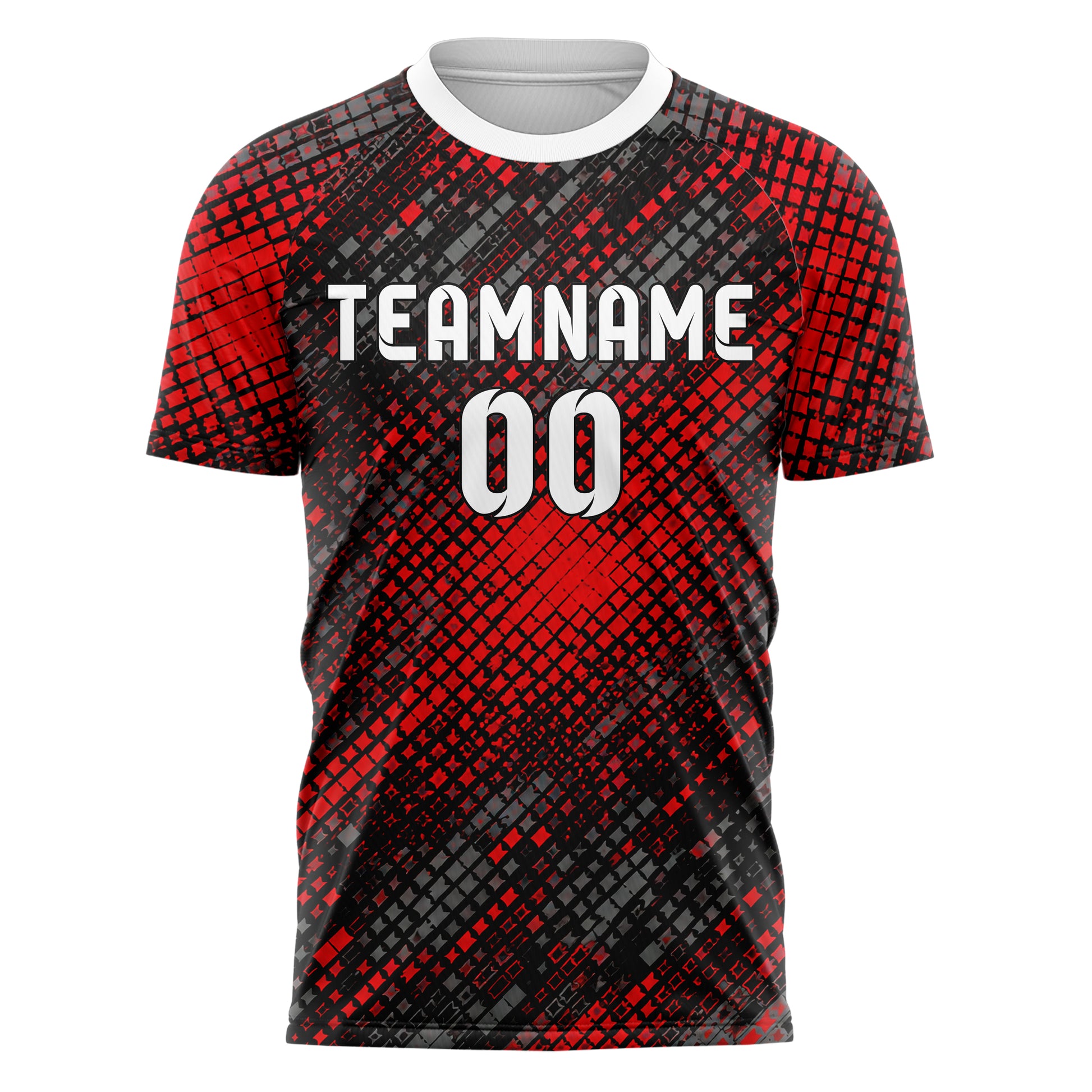 Rot lebendiges Rauten radialer Center Fade Design 01-0225 individuelles Fußballtrikot front