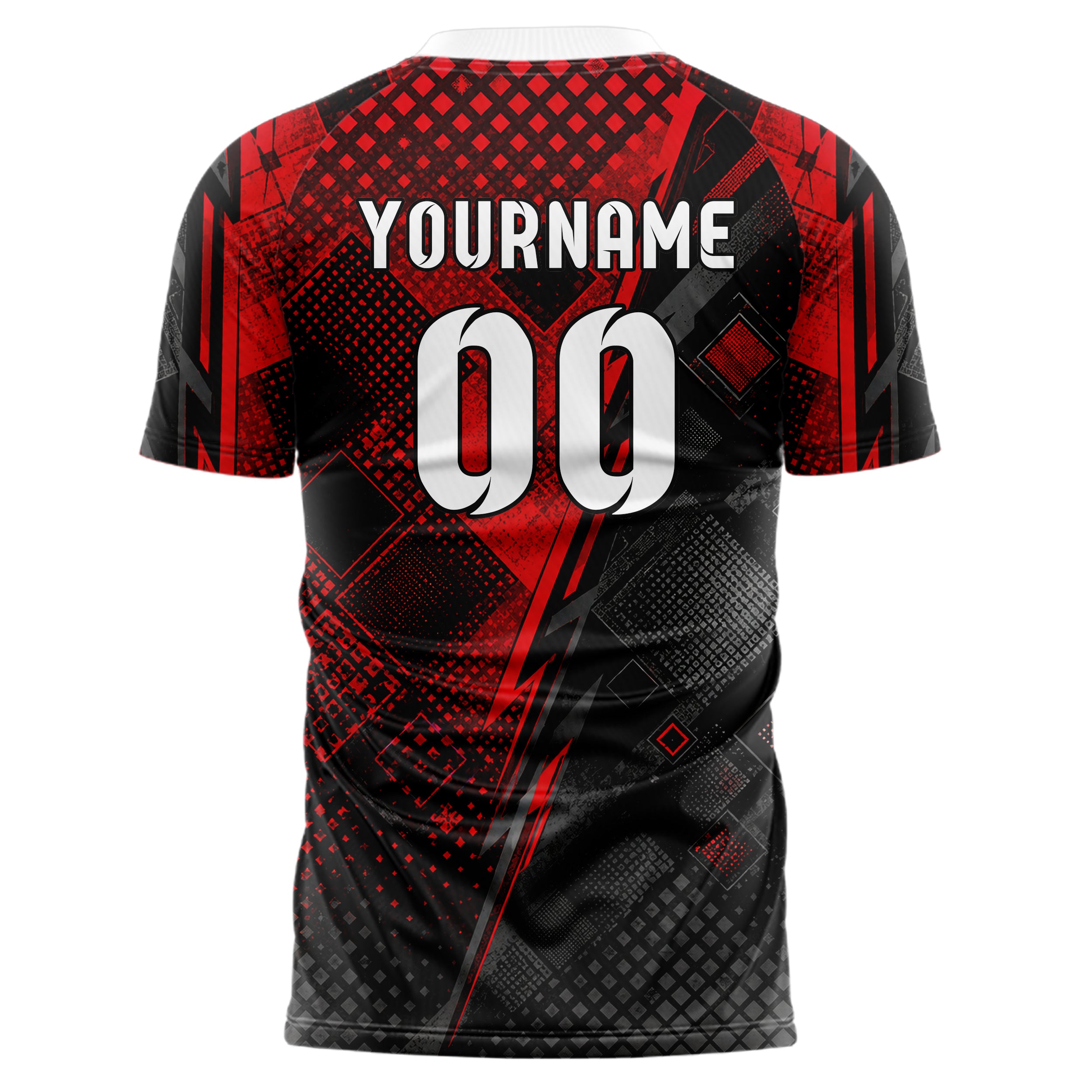 Rot lebendiges Rauten dichter Verlauf von oben Design 01-0120 individuelles Fußballtrikot back