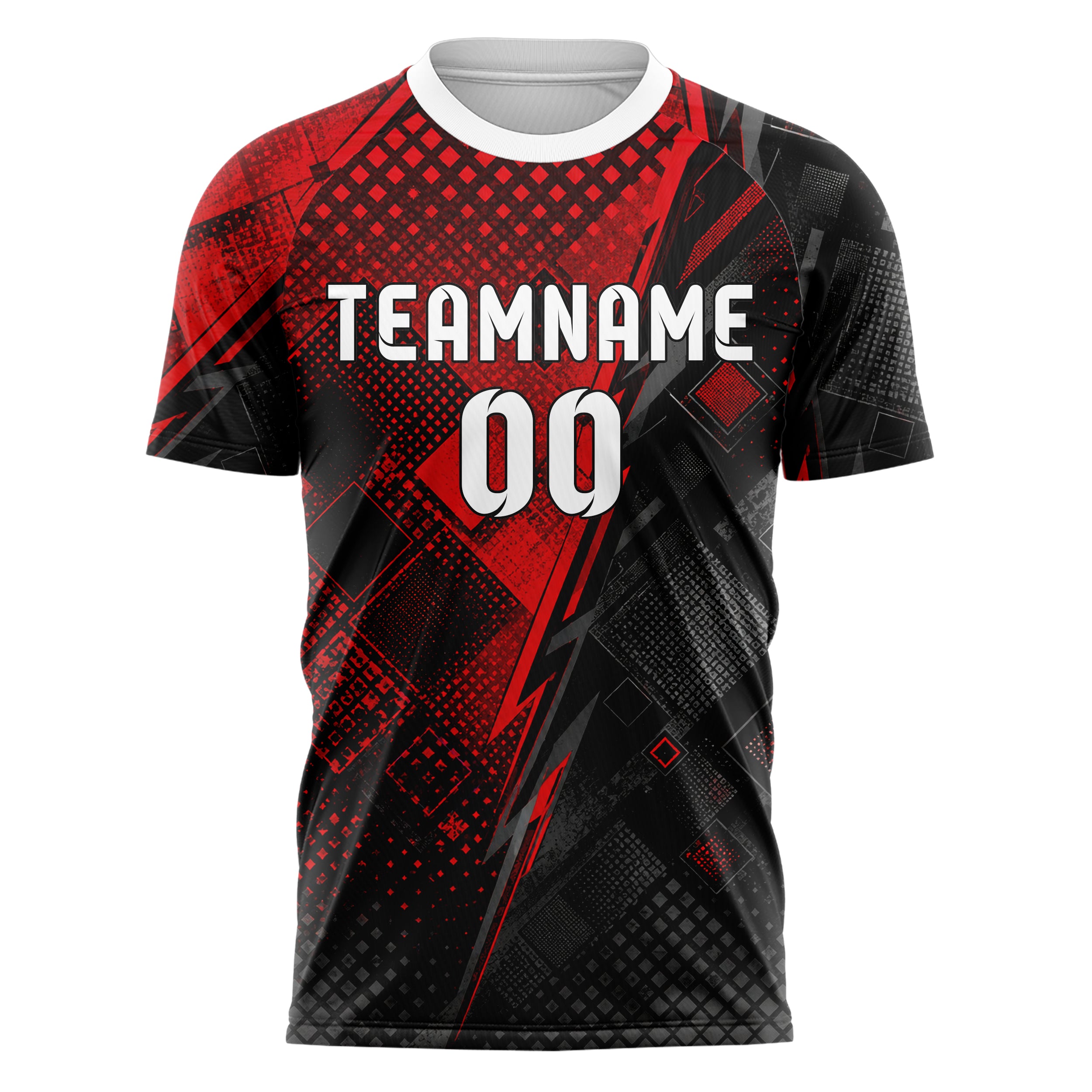 Rot lebendiges Rauten dichter Verlauf von oben Design 01-0120 individuelles Fußballtrikot front