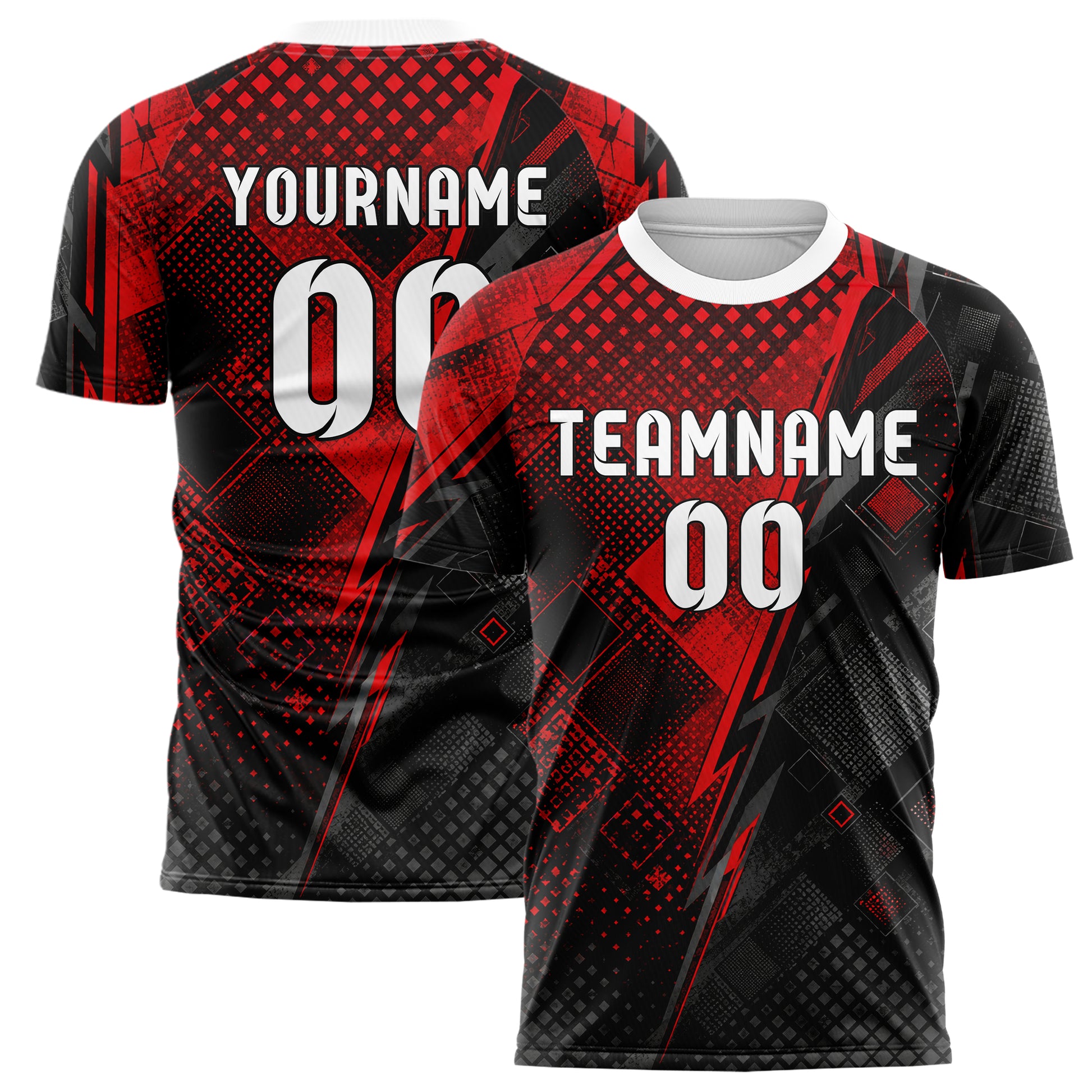Rot lebendiges Rauten dichter Verlauf von oben Design 01-0120 individuelles Fußballtrikot main
