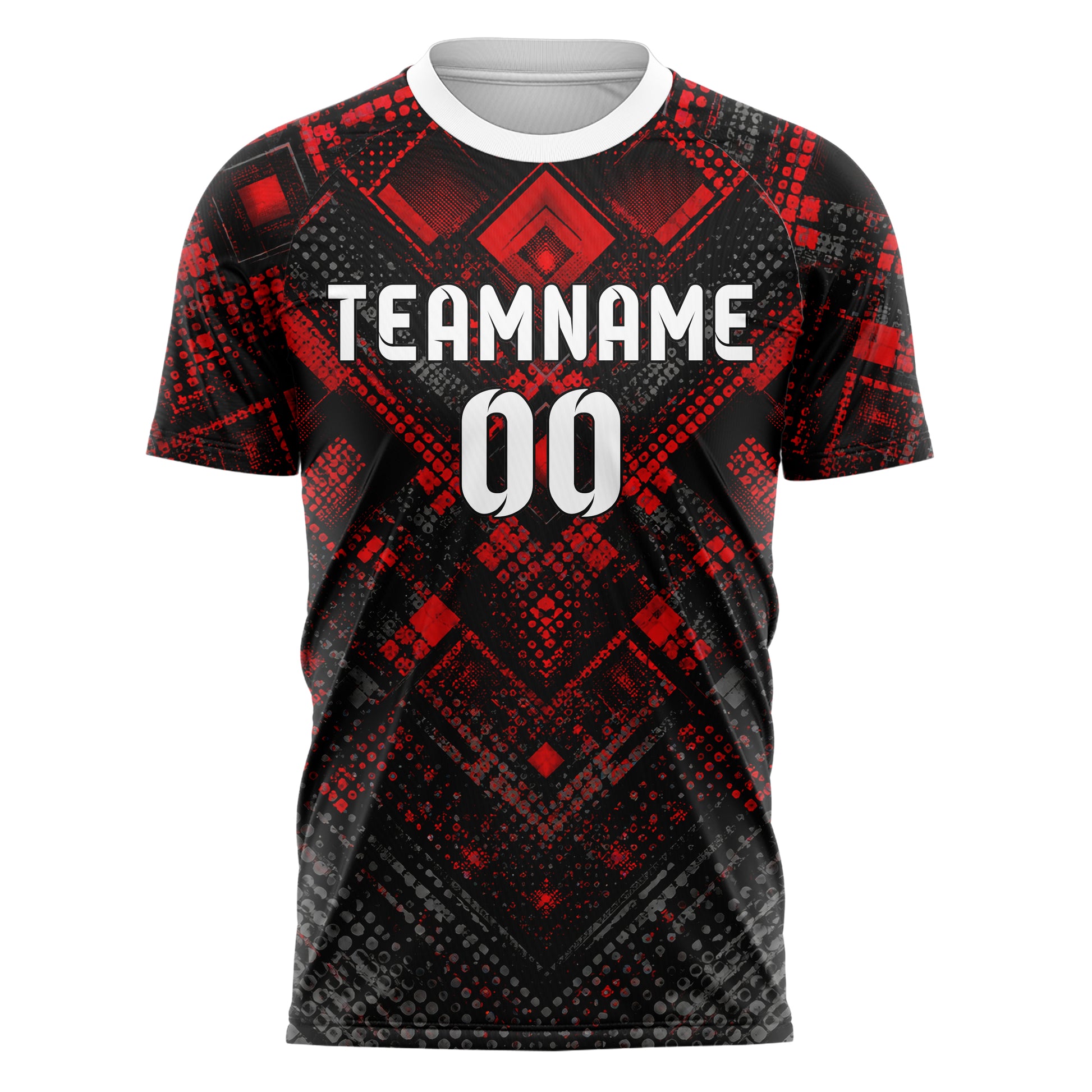 Rot lebendiges Rauten dichter Verlauf von oben Design 01-0144 individuelles Fußballtrikot front