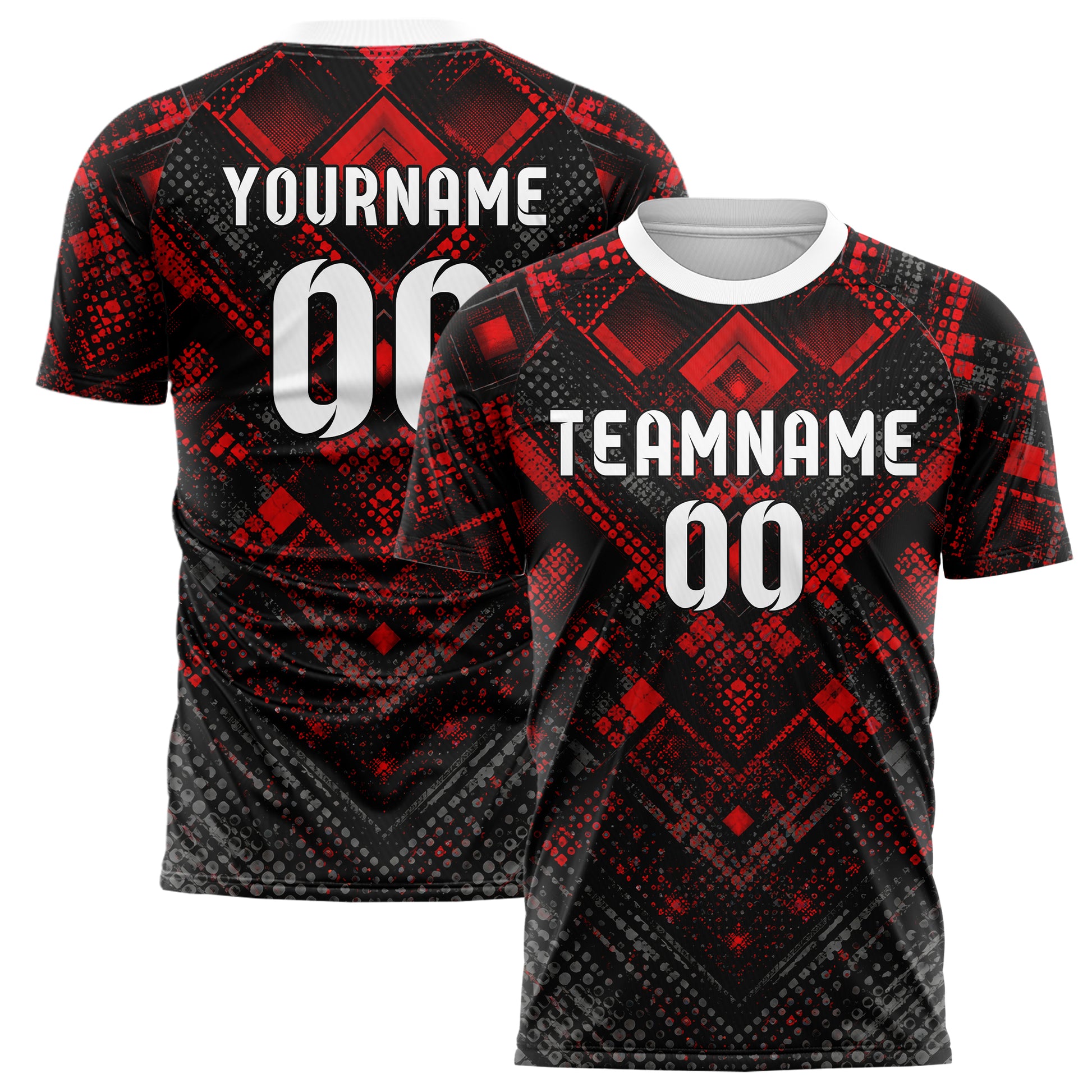 Rot lebendiges Rauten dichter Verlauf von oben Design 01-0144 individuelles Fußballtrikot main