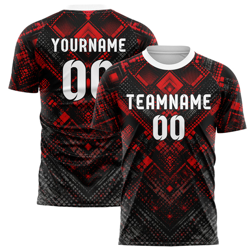Rot lebendiges Rauten dichter Verlauf von oben Design 01-0144 individuelles Fußballtrikot main