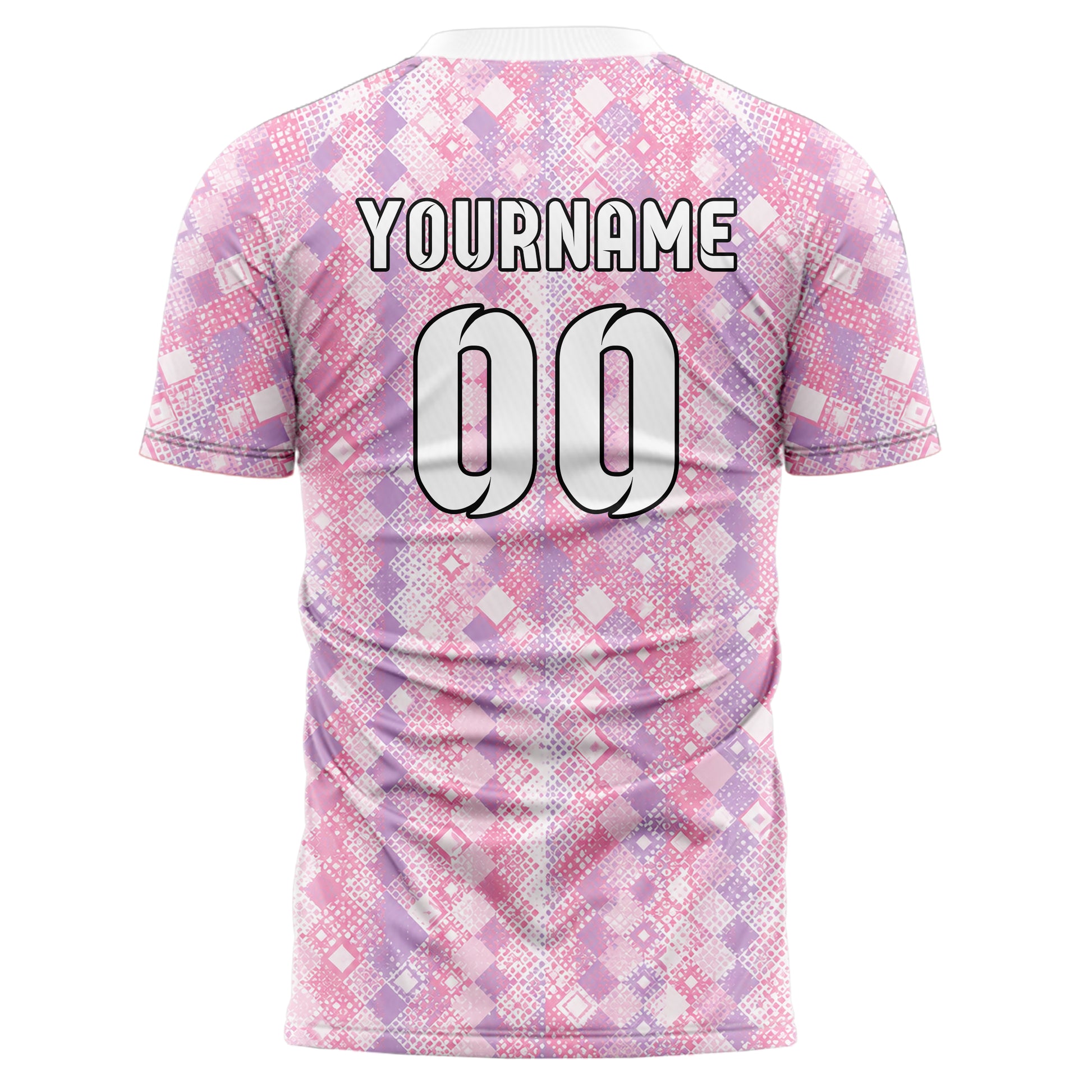 Hellrosa pastelliges Rauten Square Grid Design 01-0381 individuelles Fußballtrikot back
