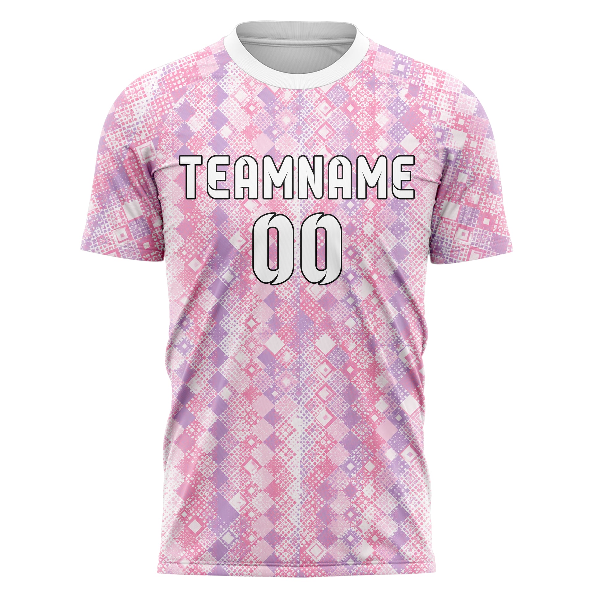 Hellrosa pastelliges Rauten Square Grid Design 01-0381 individuelles Fußballtrikot front