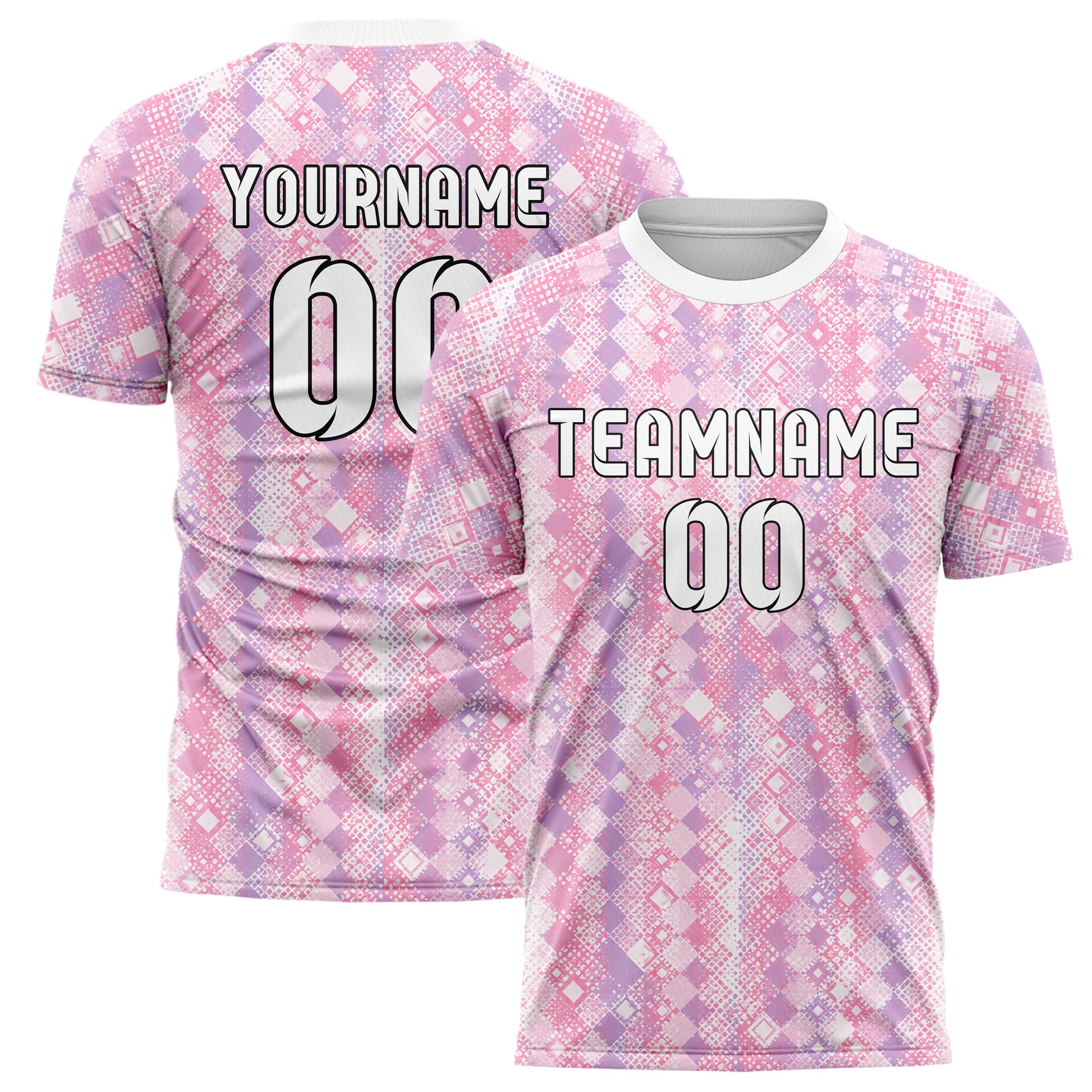 Hellrosa pastelliges Rauten Square Grid Design 01-0381 individuelles Fußballtrikot main