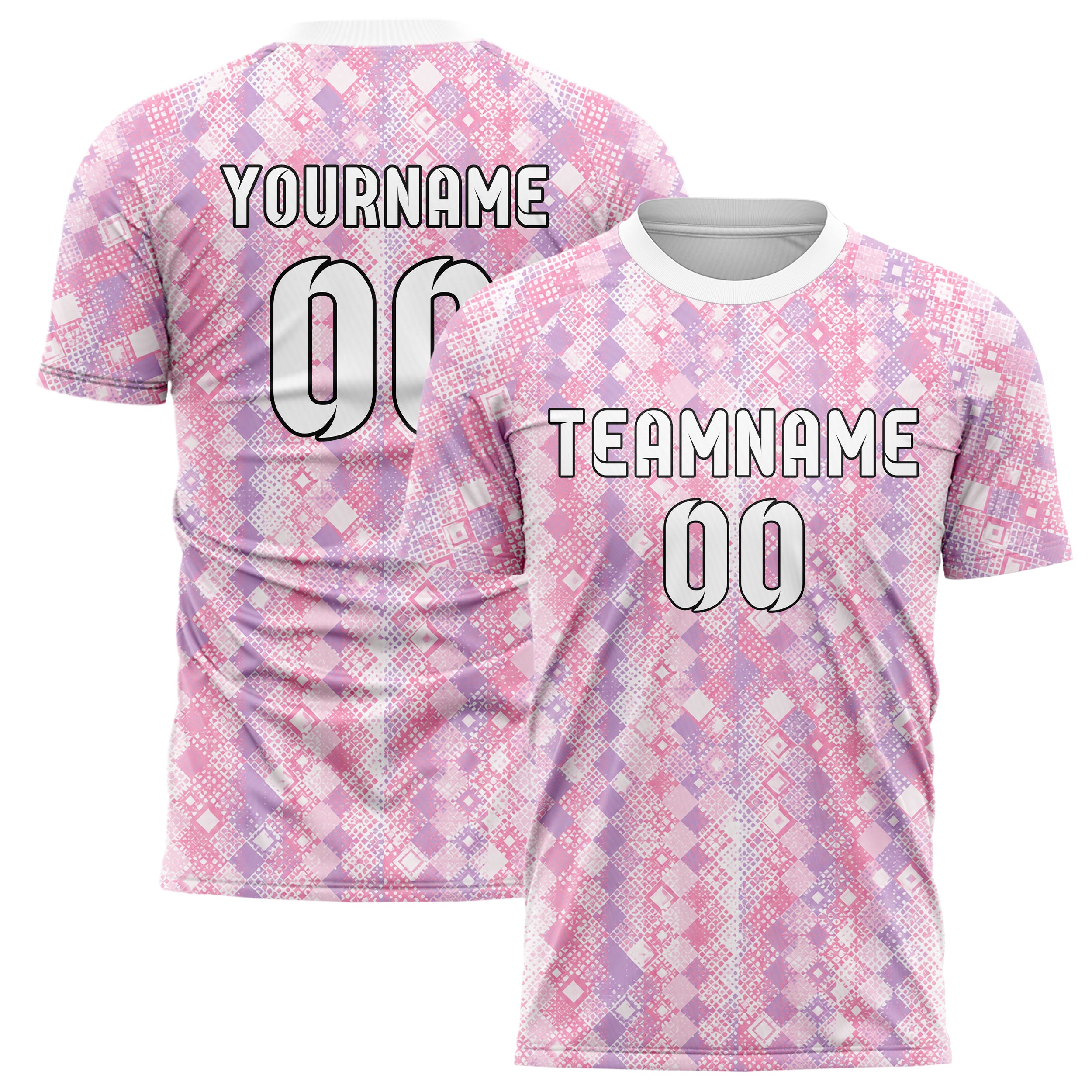Hellrosa pastelliges Rauten Square Grid Design 01-0381 individuelles Fußballtrikot main